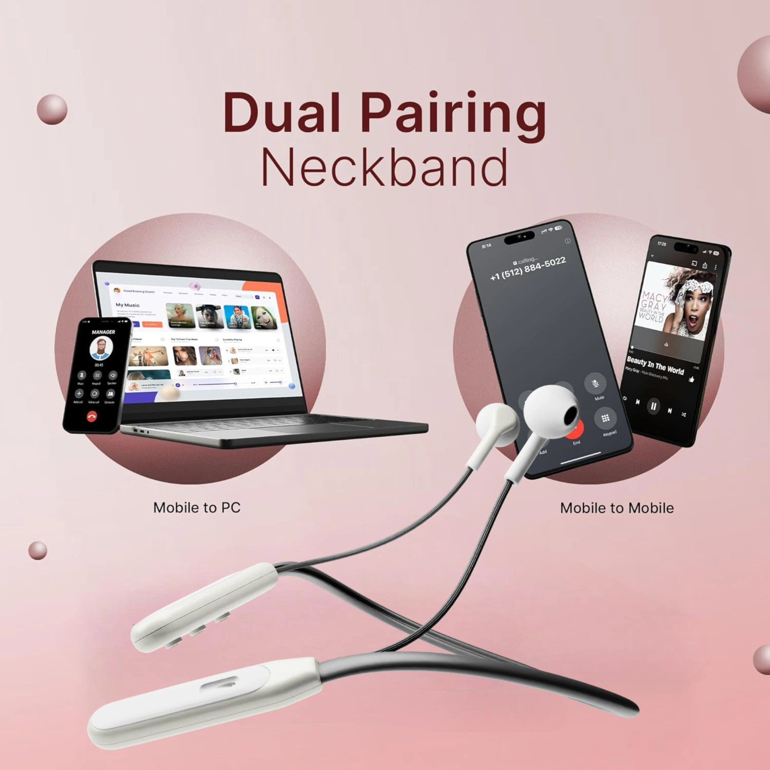Image of electricbass ubon cl-115 DLX bluetooth neckband eargun series Bluetooth Headset (White, In the Ear)