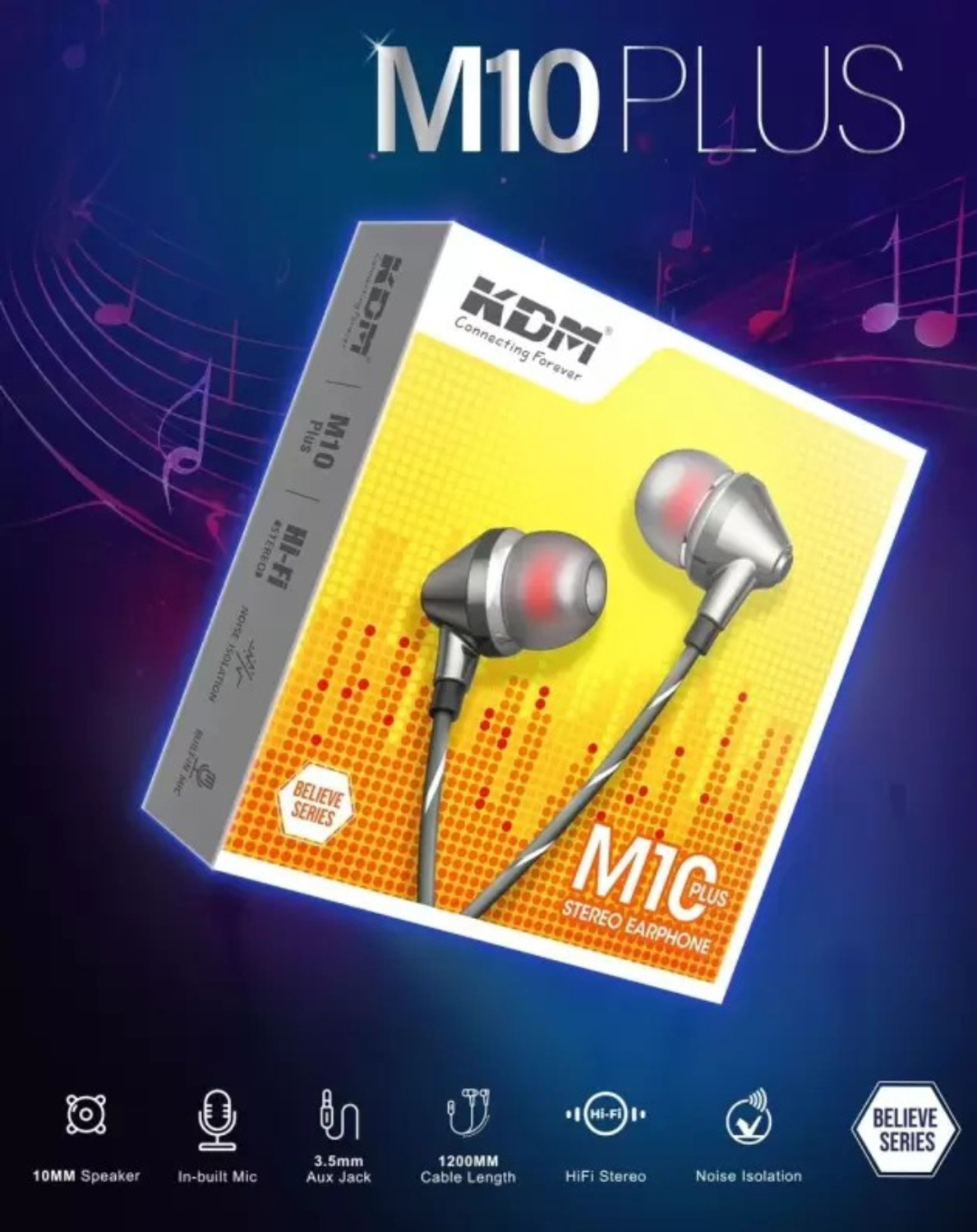 Image of KDM M10 Plus Universal stereo earphone Wired Headset (Grey, In the Ear)