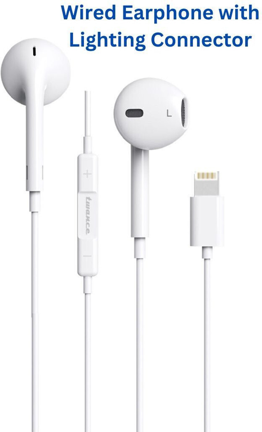 Image of twance wired earphone with Type C connector and 1.2 Meter length Wired Headset (White, In the Ear)