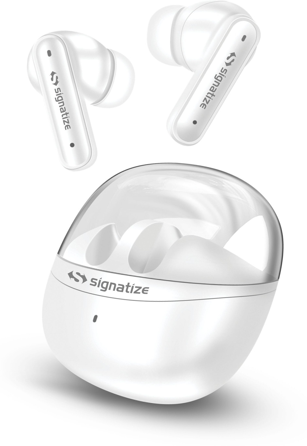 Image of SIGNATIZE in Ear Earbuds with 35H Playtime,Low Latency Bass Drivers, Type-C Fast Charging Bluetooth Headset (Transparent, In the Ear)