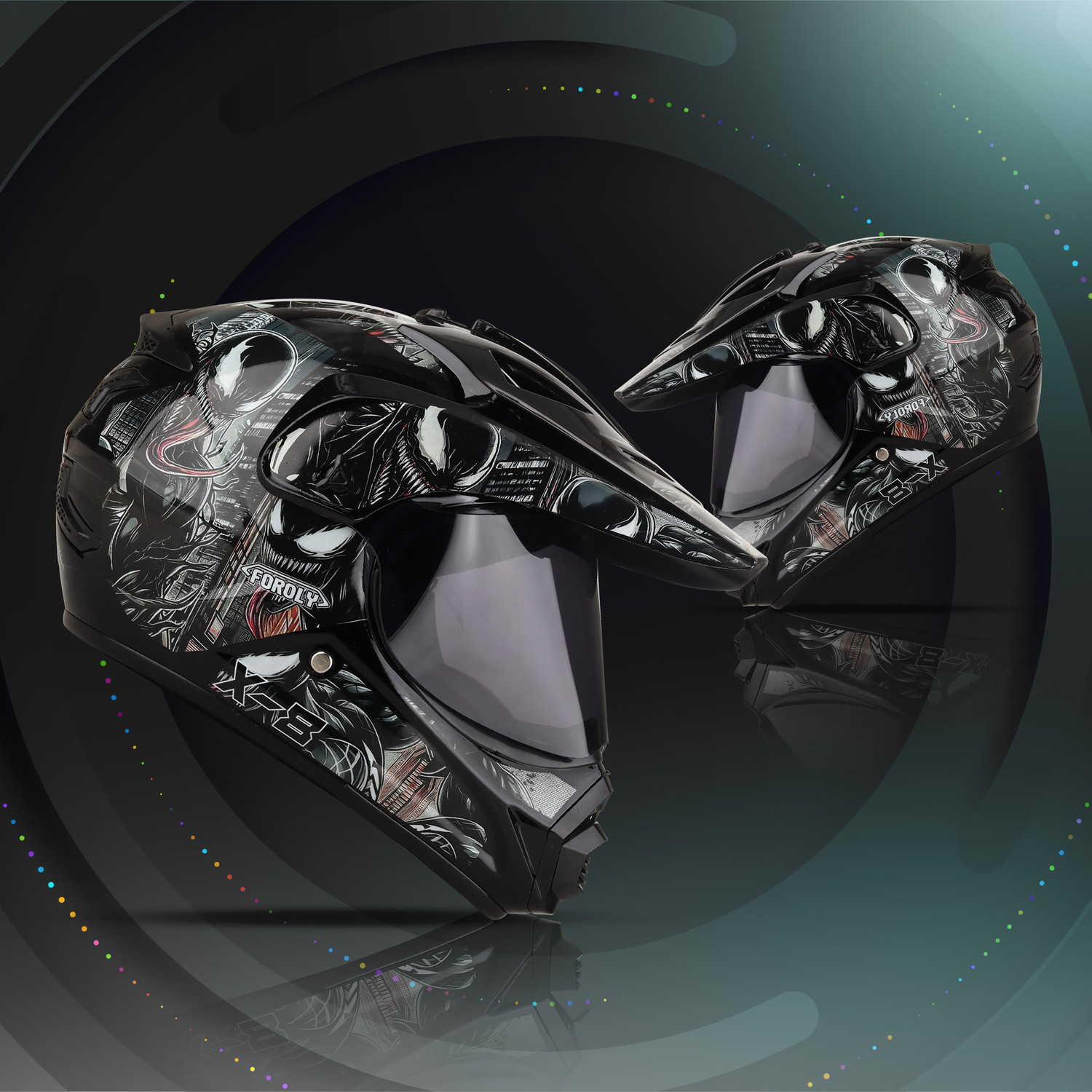 Image of OTH FighterGLOSSSY Motorbike Helmet (GLOSSY BLACK IN BLK WISER)