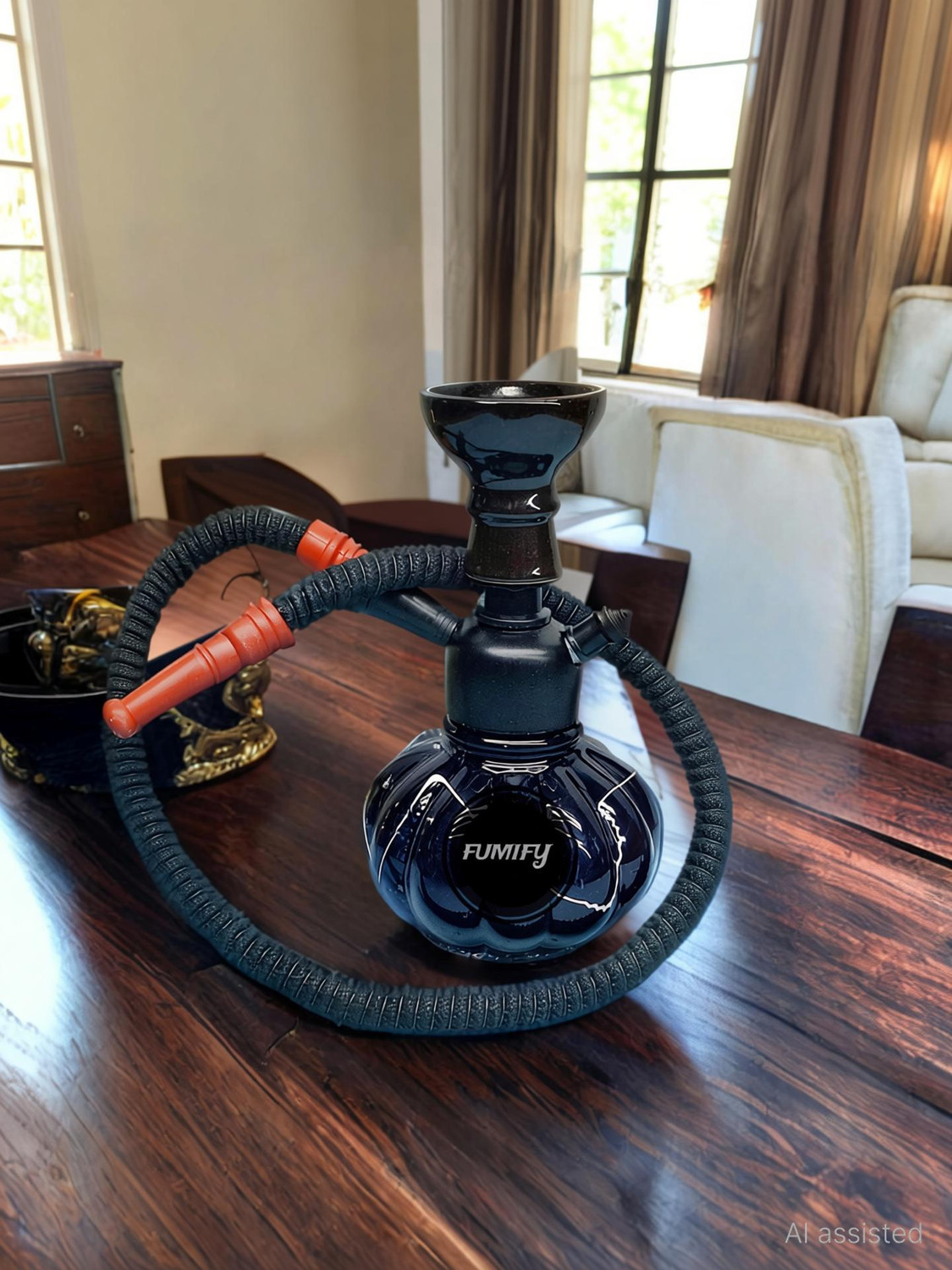 Bezak 8 inch Iron Hookah Black - Image 1