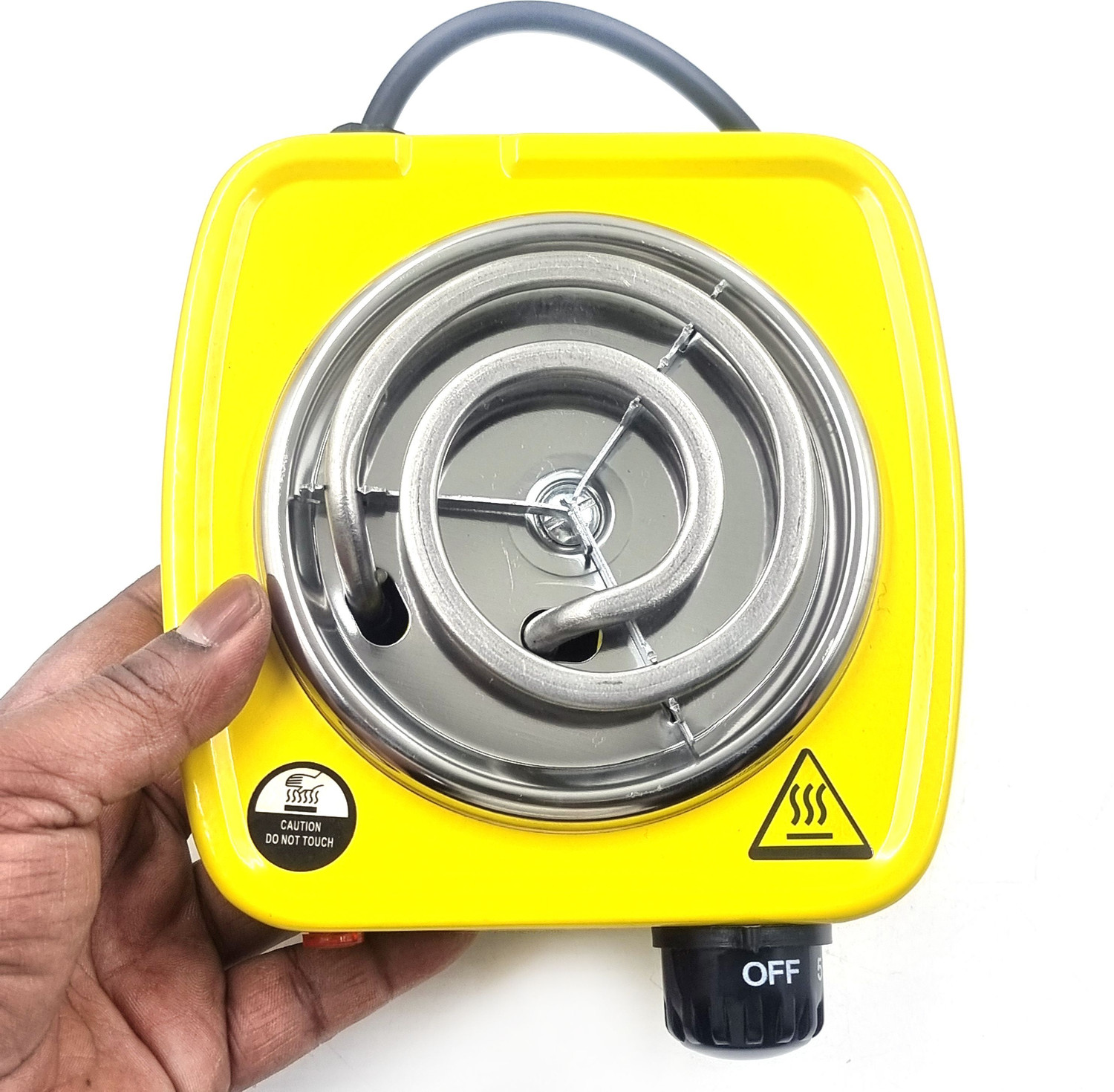 Image of TRENDING TREASURES 500 W Radiant Cooktop Jog Dial (Yellow, Yellow 500W Instant Coal Heater Hookah Charcoal Burner BBQ Coal Starter)