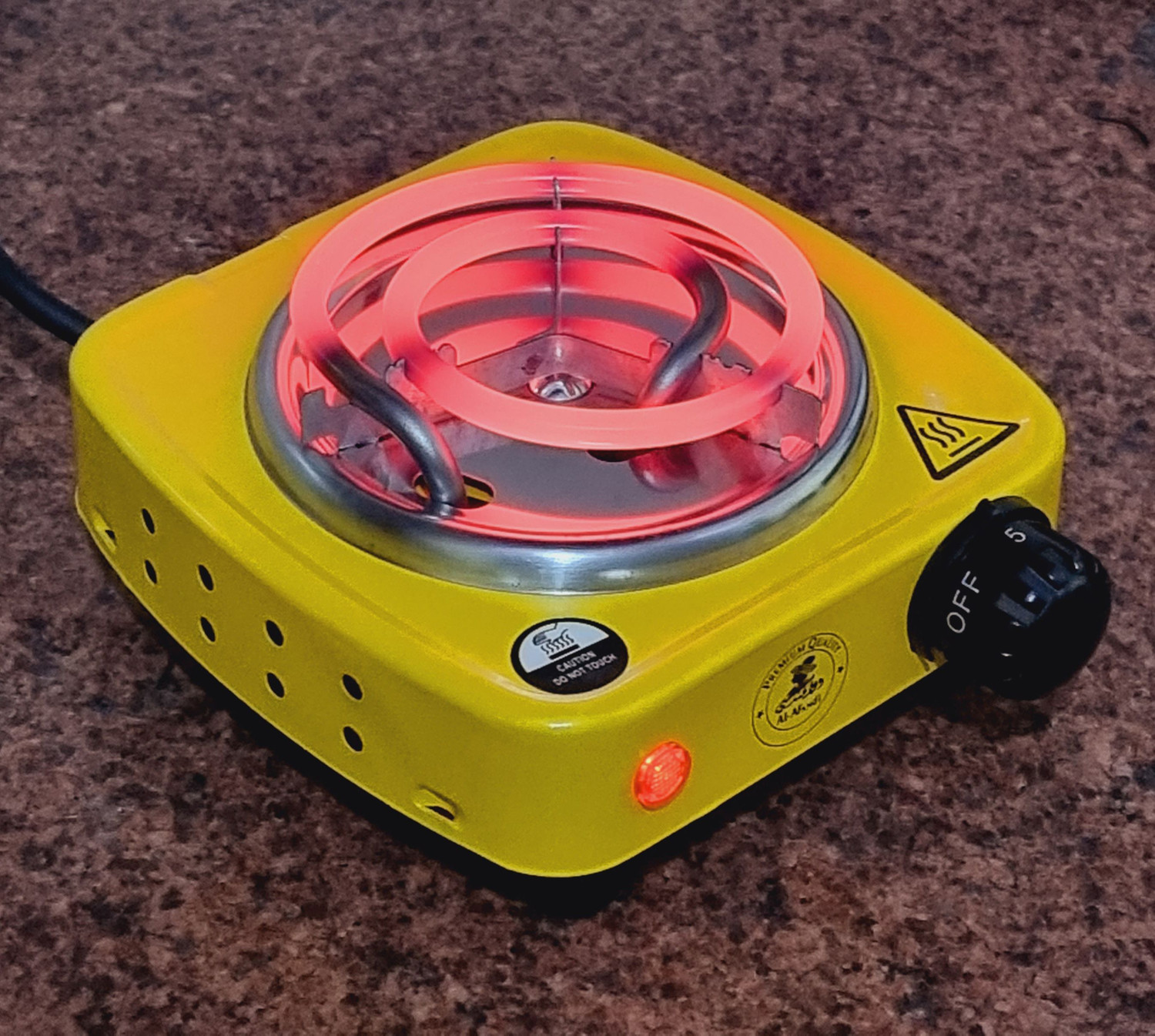 Image of TRENDING TREASURES 500 W Radiant Cooktop Jog Dial (Yellow, Yellow 500W Instant Coal Heater Hookah Charcoal Burner BBQ Coal Starter)