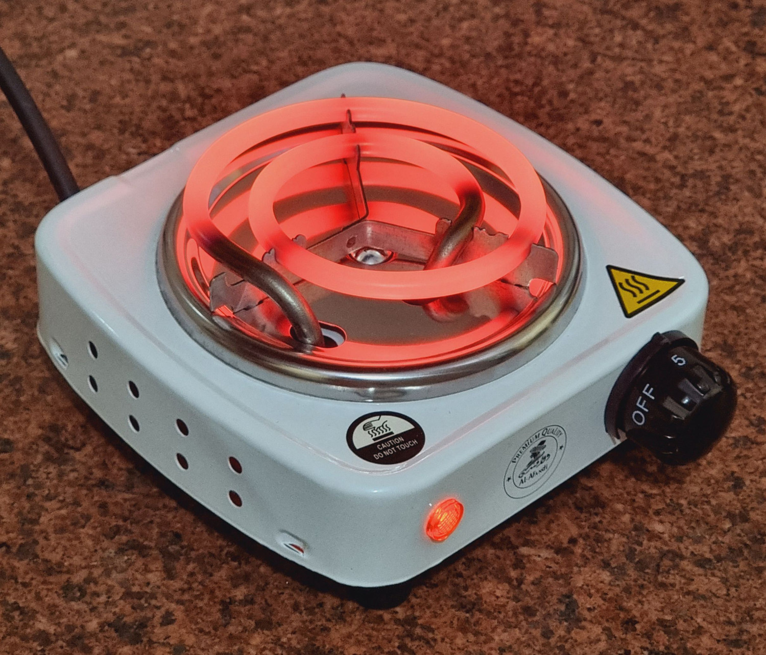 Image of TRENDING TREASURES 500 W Radiant Cooktop Jog Dial (White, 500W White Instant Coal Heater Hookah Charcoal Burner BBQ Coal Starter)