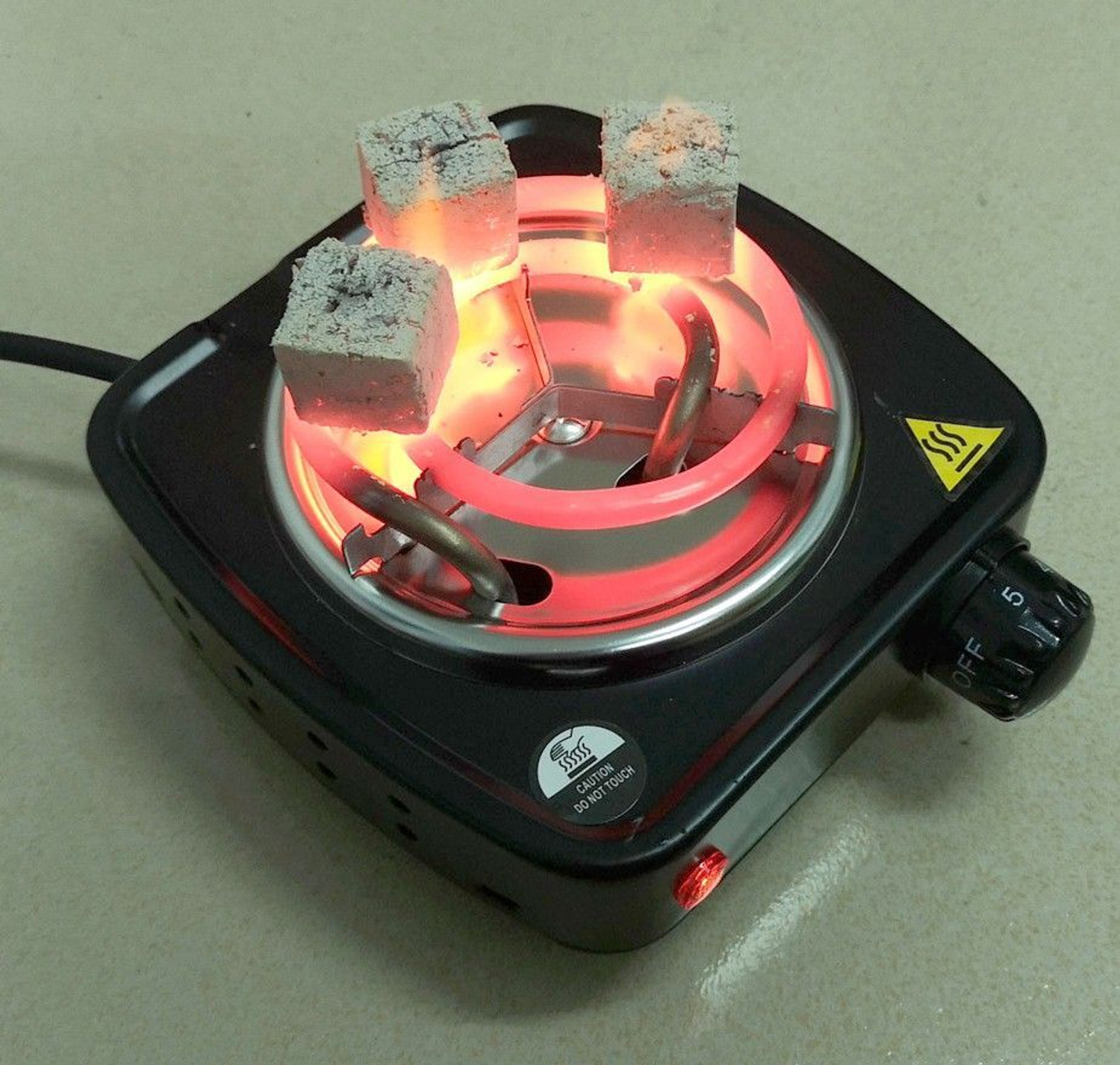 Image of TRENDING TREASURES 500 W Radiant Cooktop Jog Dial (Yellow, Yellow 500W Instant Coal Heater Hookah Charcoal Burner BBQ Coal Starter)