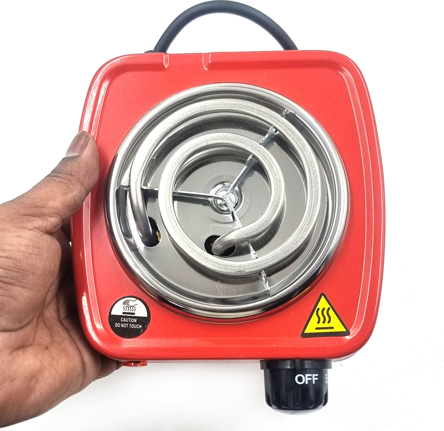 Image of TRENDING TREASURES 500 W Radiant Cooktop Jog Dial (Red, 500W Red Cooktop Hotplate / Coil Heater / Charcoal Burner Stove Size: Small)