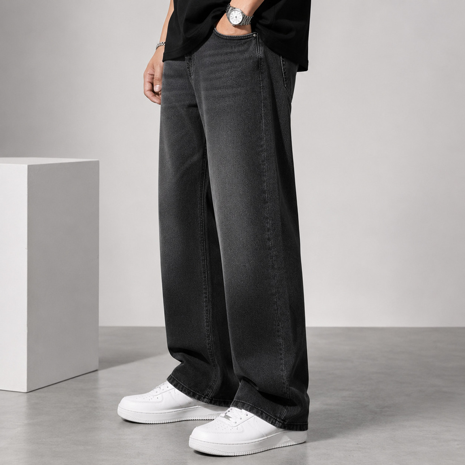 JEANJACK Men Relaxed Fit Mid Rise Grey Jeans - Image 1