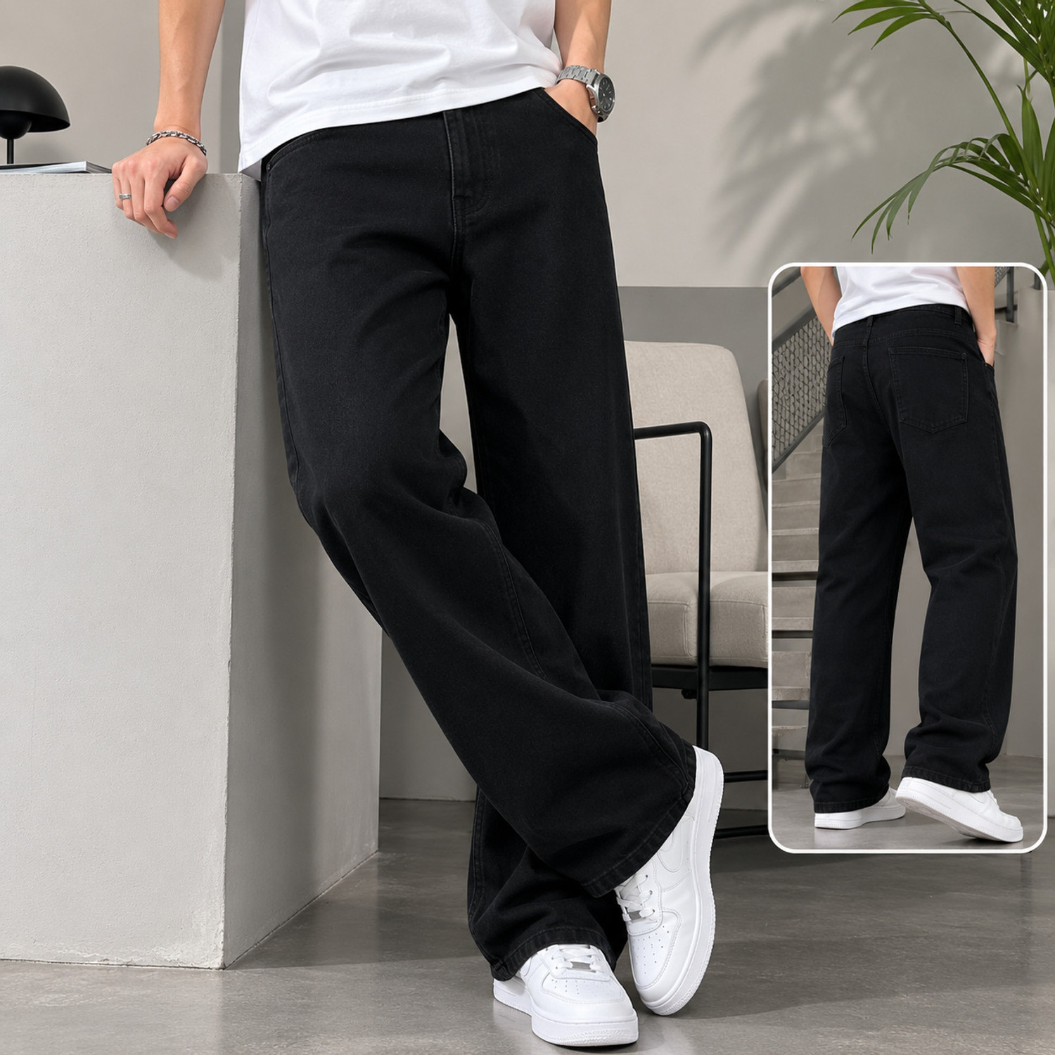 Image of HIGH DENIM Men Straight Fit Mid Rise Dark Blue Jeans