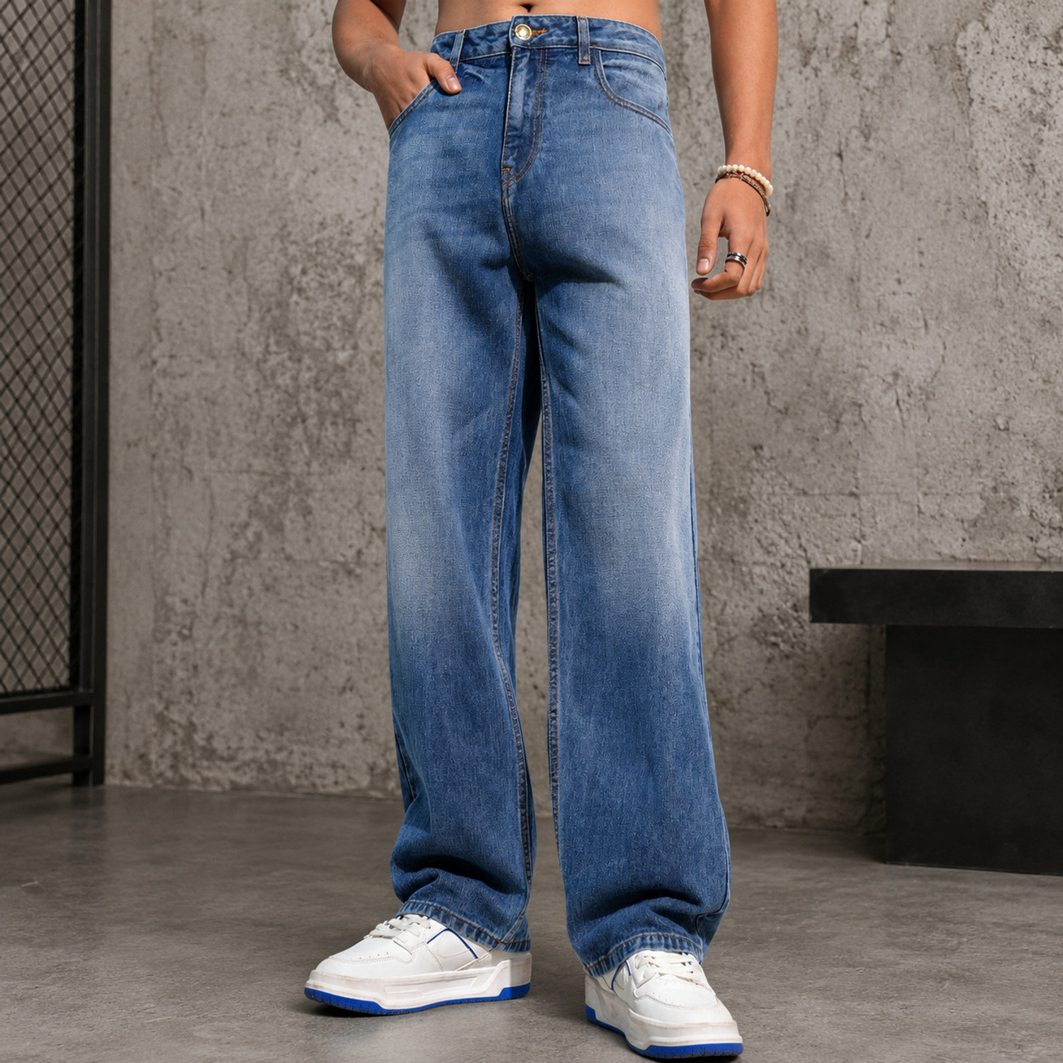 JEANJACK Men Relaxed Fit Mid Rise Blue Jeans - Image 1