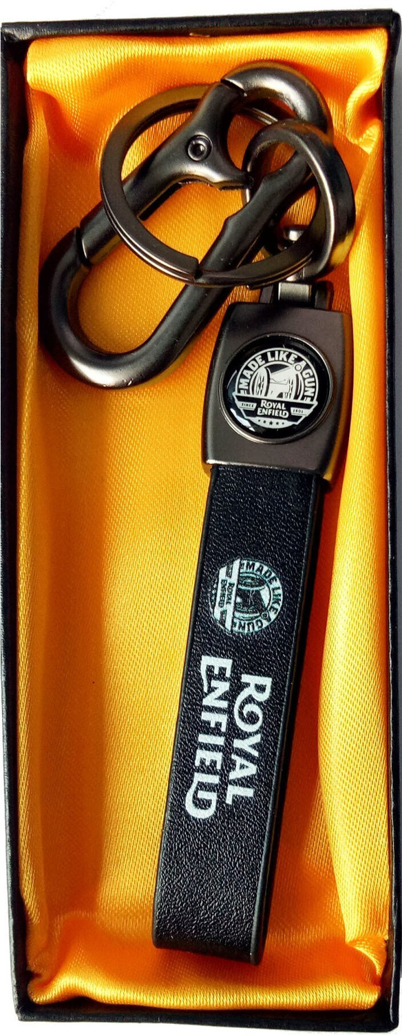 GIKH Royal Enfield Black Leather Metal Keychain - Image 1