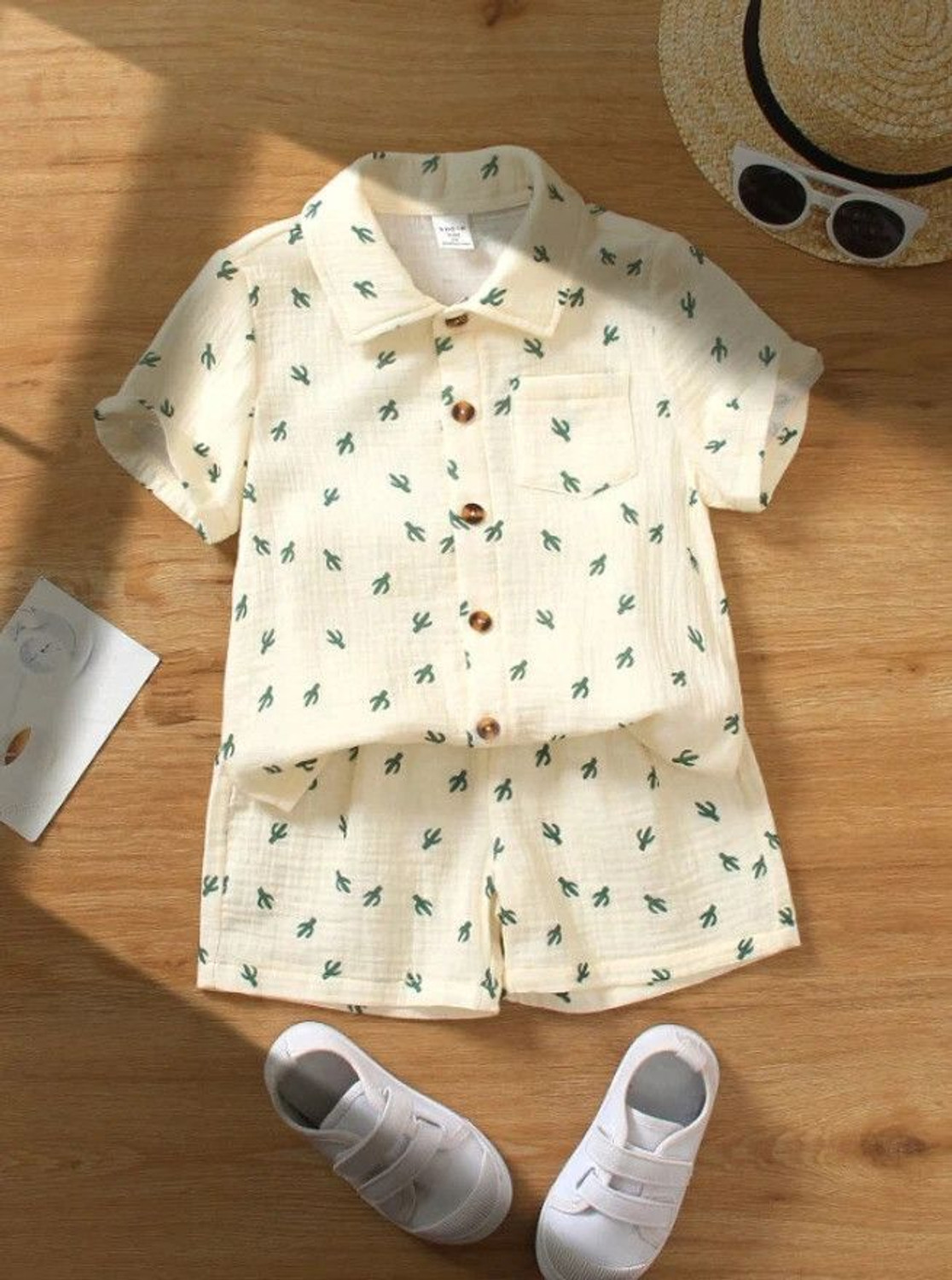 Image of The Fashion Prime Boys Party(Festive) Shirt Shorts (Cream 1)