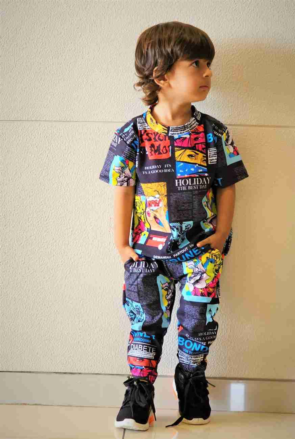 Image of Astylor Baby Boys & Baby Girls Casual T-shirt Trouser (Multicolor)