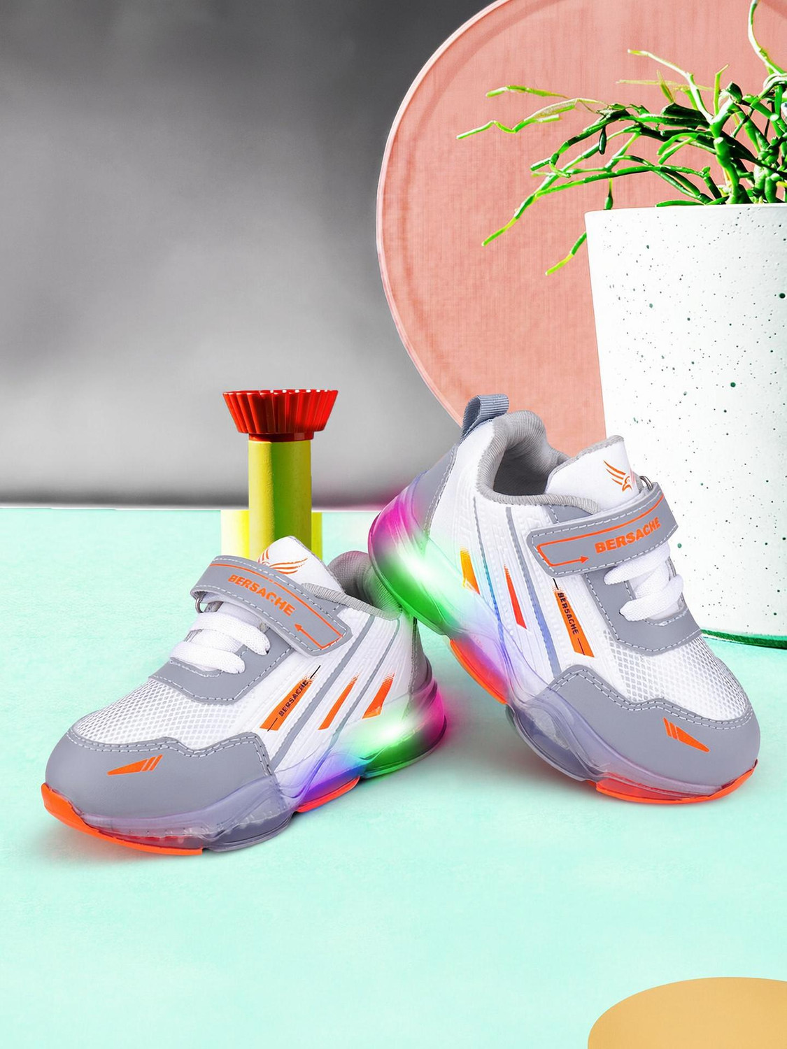 Image of BERSACHE Lace LED Shoes For Boys & Girls (Green, 2-2.5 Years)