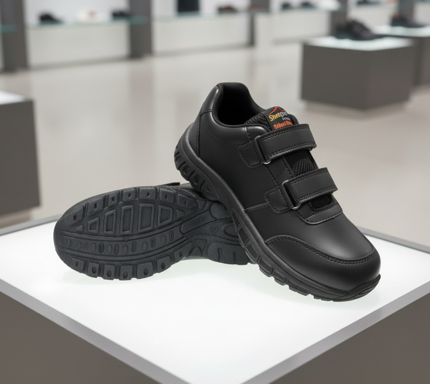 Image of Shoegears Velcro School Shoes For Boys & Girls (Black, 11-12 Years)
