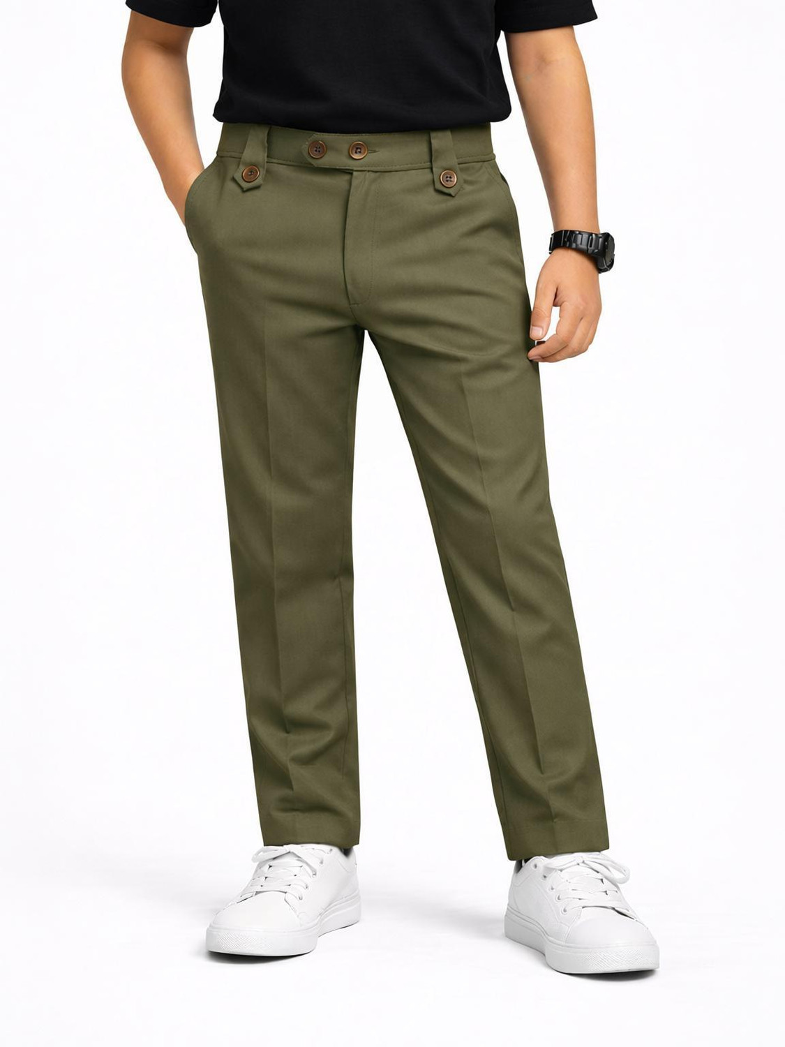 Image of boldcloth Pack of 3 Boys Slim Fit, Relaxed Grey Cotton Blend Trousers