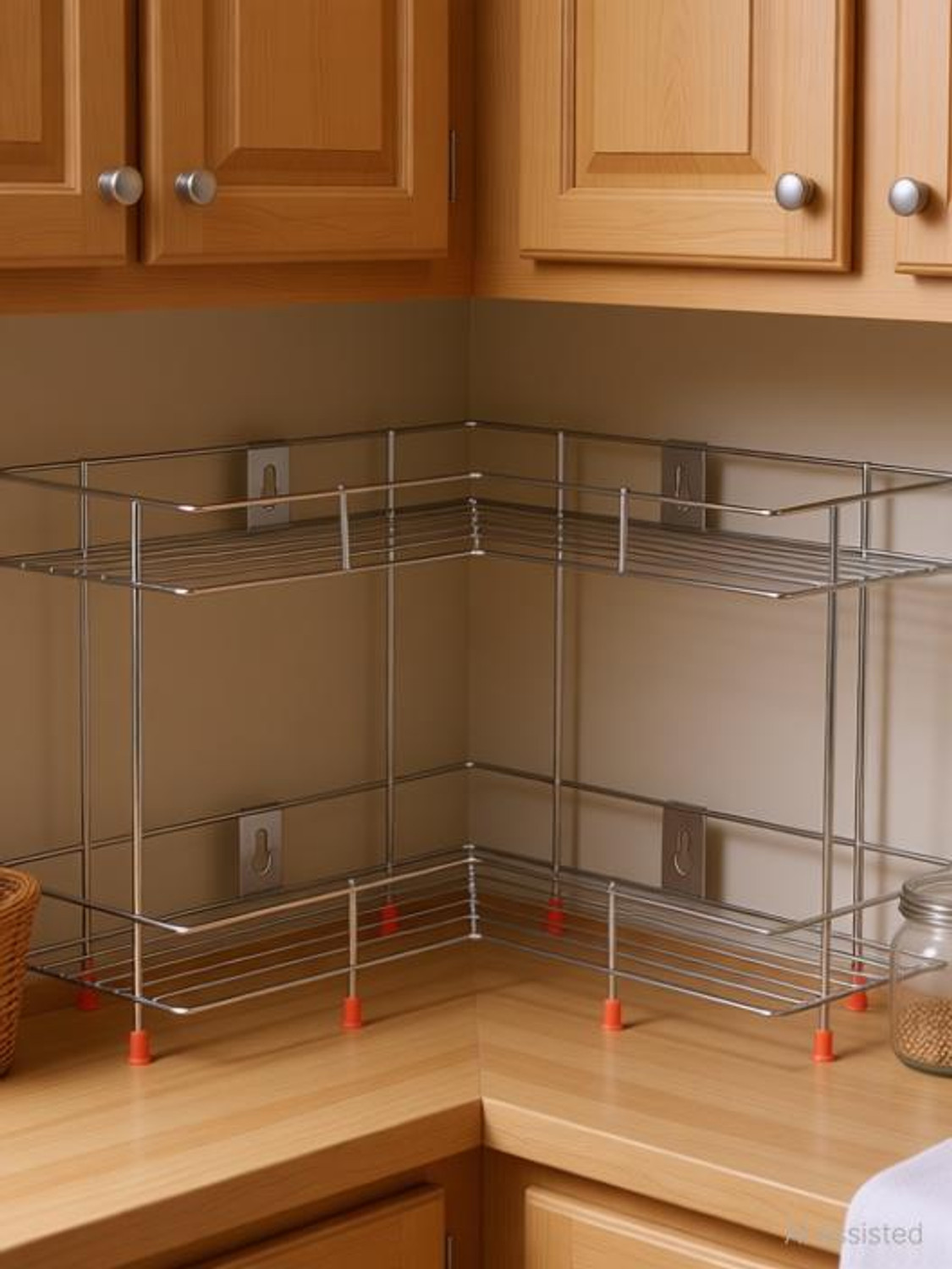 Image of Dhruvmagic Utensil Kitchen Rack 3 -Tier Stainless Steel Kitchen Plate Dish Corner Shelf Stand Utensils Storage Steel