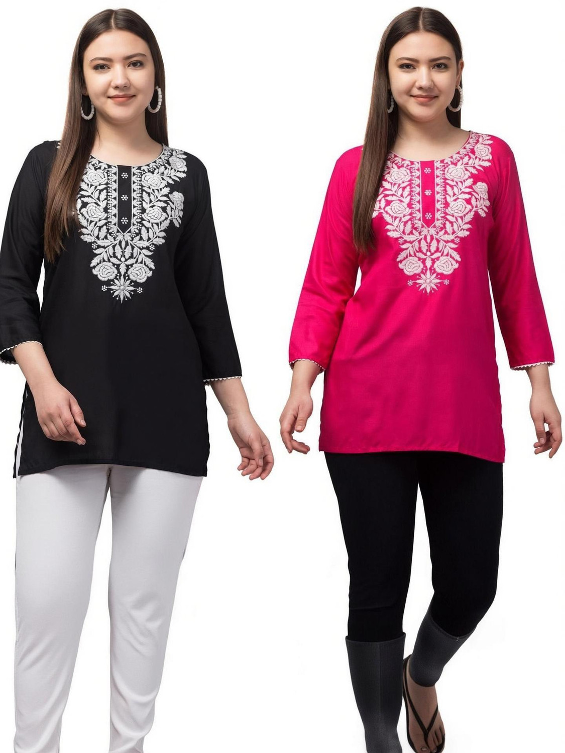 Image of Lelacreation Printed Viscose Rayon Straight Kurta for Women (Multicolor)