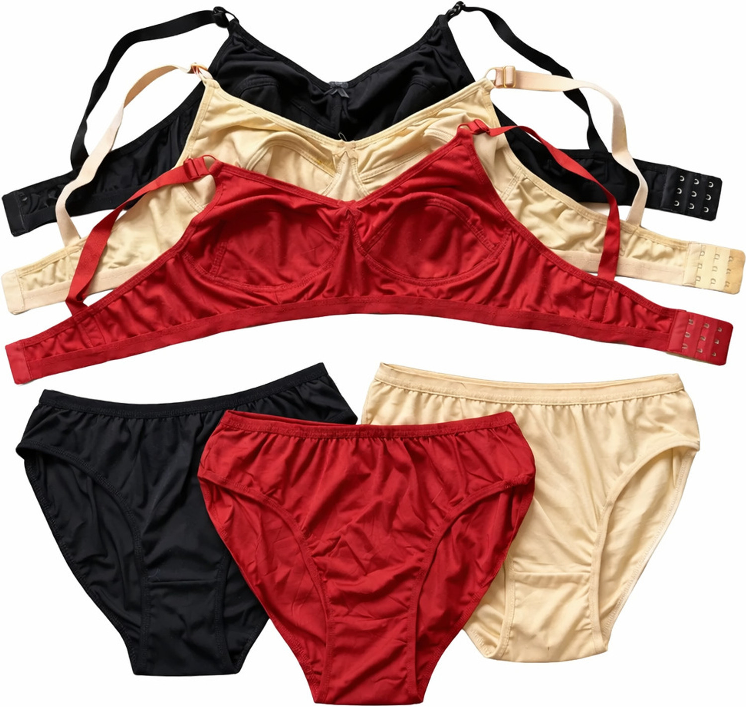 Image of Oumar Bibi Bra & Panty Set Solid Multicolor Lingerie Set