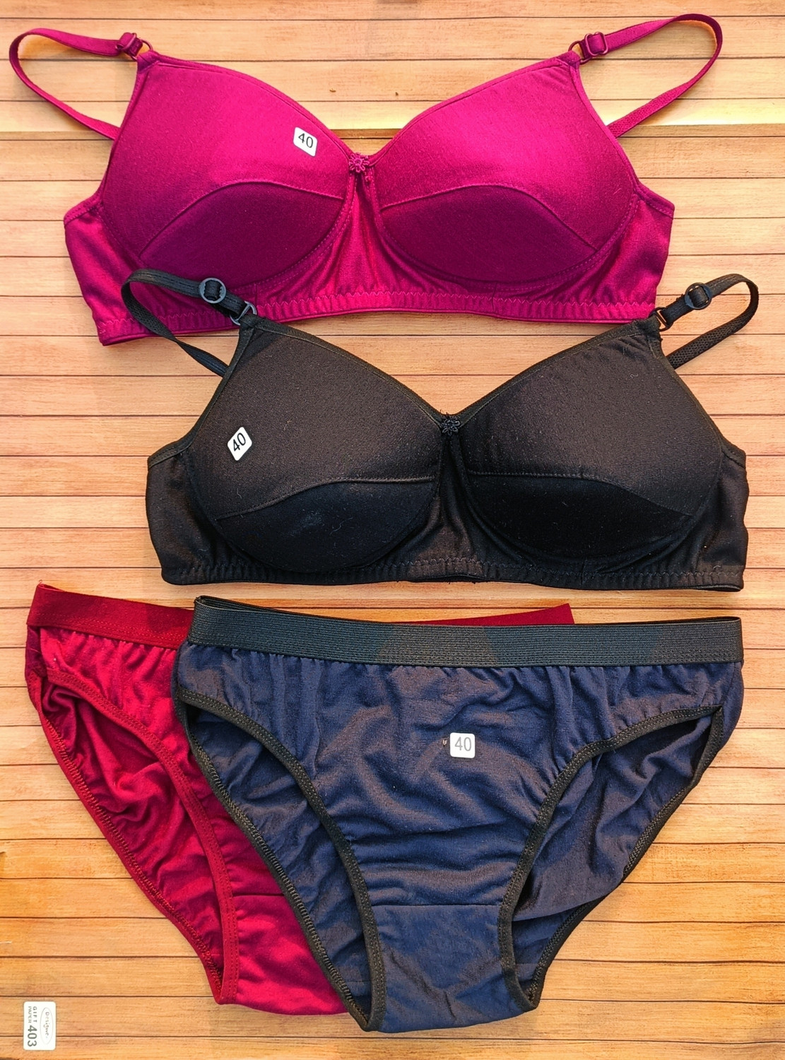 Image of Oumar Bibi Bra & Panty Set Solid Multicolor Lingerie Set
