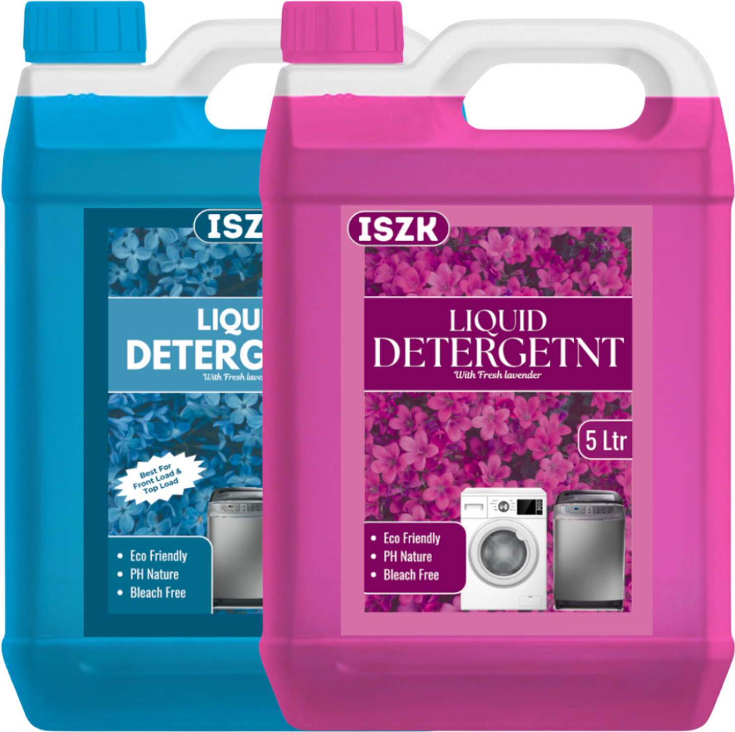 Image of ISZK Liquid Detergent 10L Pink Lily Laundry Liquid for All Washing Machines Multi-Fragrance Liquid Detergent (2 x 5000 ml)