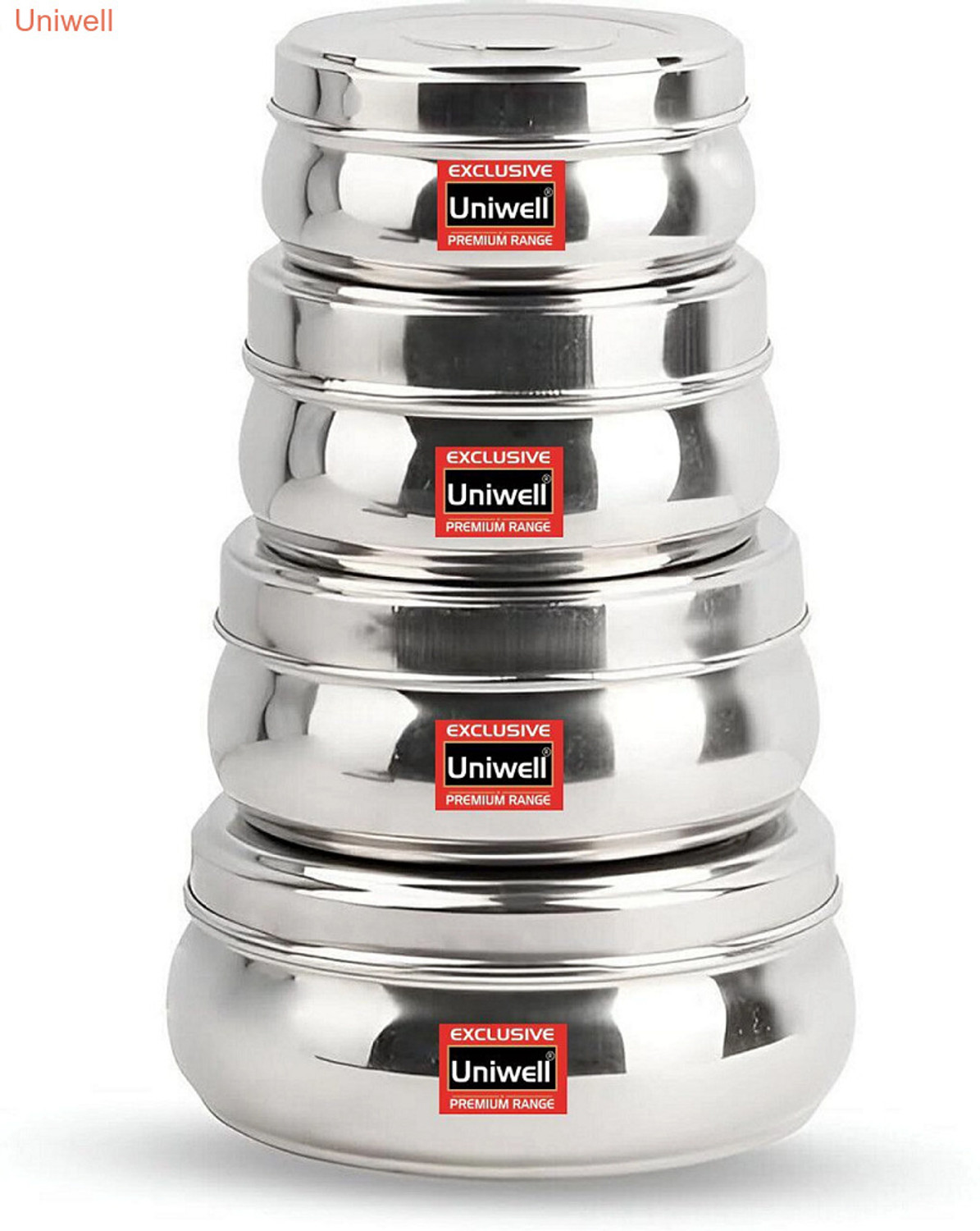 Uniwell Stainless Steel Container 4 Pcs (M 7105521) 4 Containers Lunch Box Price...