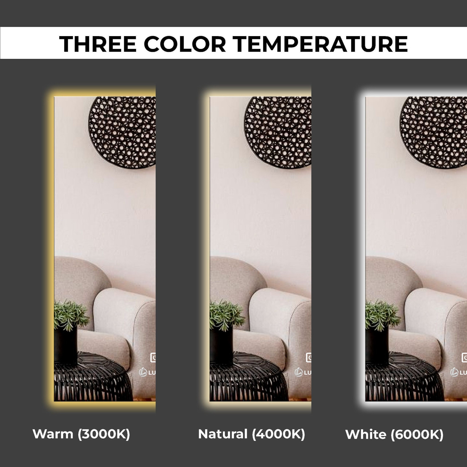 Image of LUPPRA 12 x 18 Touch-Sensor LED Wall Mirror Bathroom Mirror (Rectangle Finish : Polished)