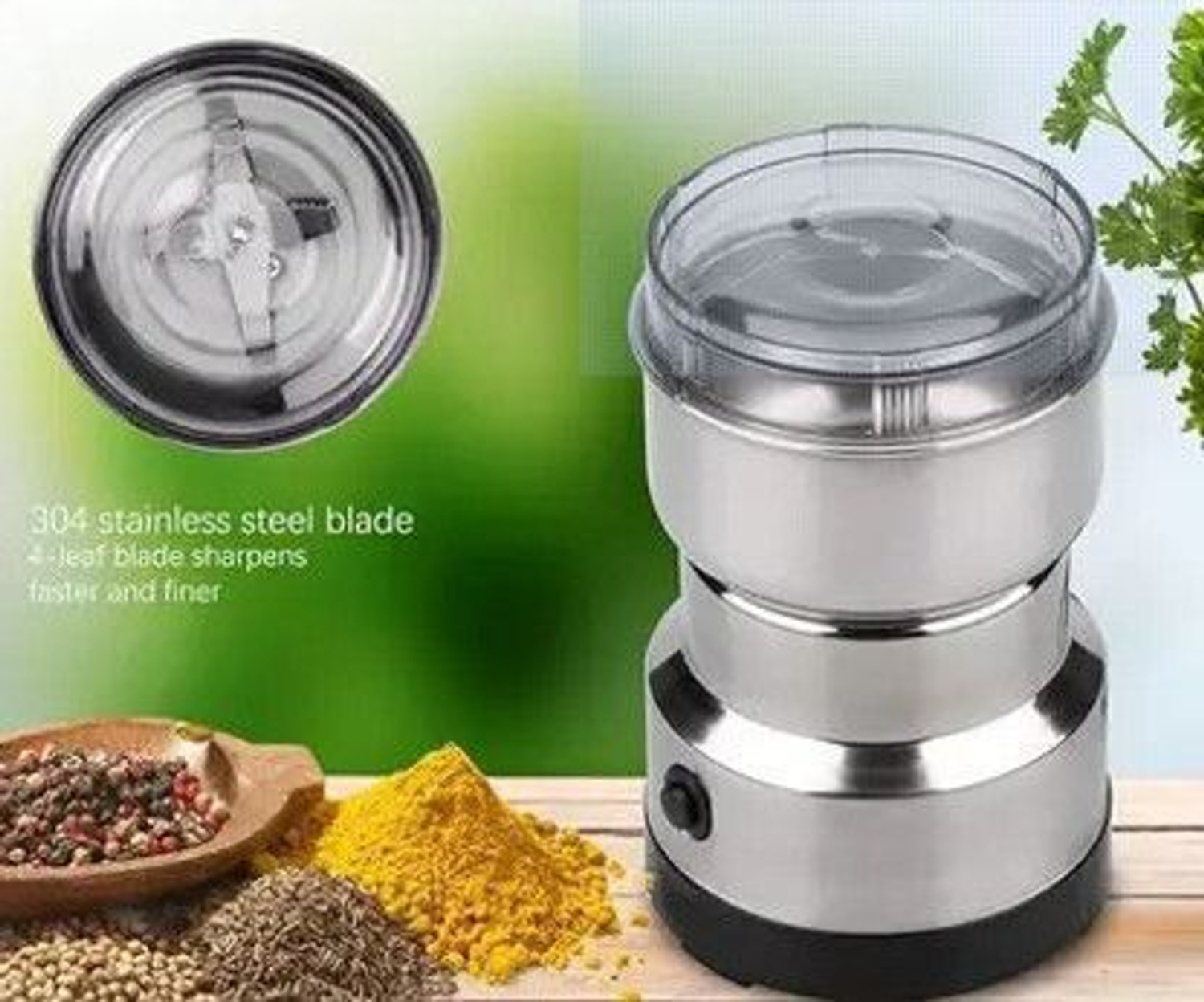 Image of DAKSHWAY Nima Mini Mixer Grinder 200 W Juicer Mixer Grinder (Mini Grinder for Kitchen - Easy-to-Use Electric Spice & Coffee Grinder A22 | 1 Jar | Silver)