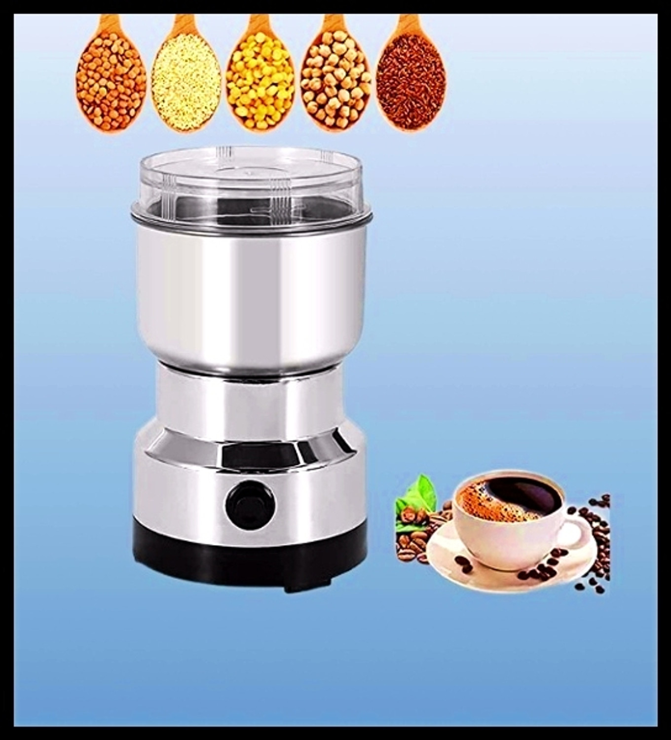 Image of Manasa Coffee Spice Nuts Grains Bean Grinder Mixer (300W) 300 W Juicer Mixer Grinder (By Mini Stainless Steel Coffee Spice Nuts Grains Bean Grinder Mixer | 1 Jar | Silver)