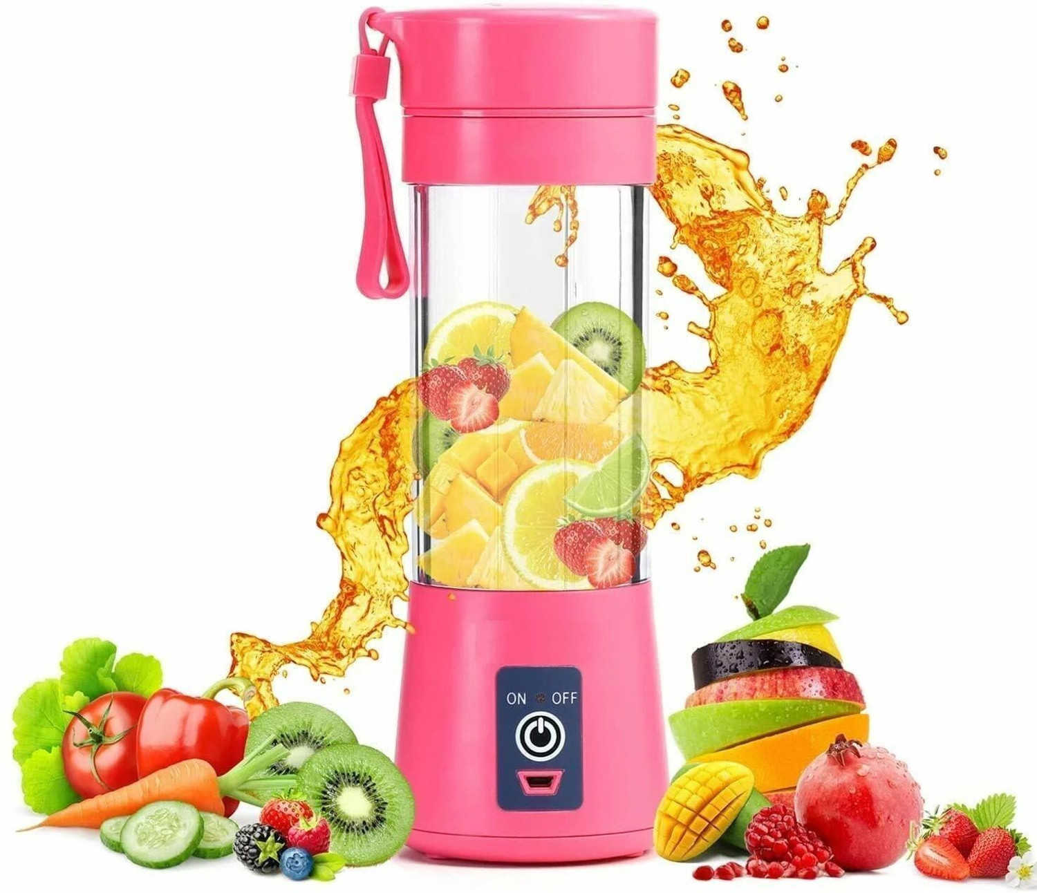 Image of Ganesh store Pro Fruit Juicer 220 W Juicer Mixer Grinder (CXZ 859K Portable Electric Fruit Juicer Maker USB Rechargeable Mini Juicer | 1 Jar | Multicolor)