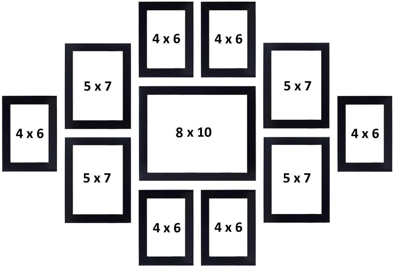 Image of Stuthi Arts Glass Wall Photo Frame (Black, 9 Photo(s), 5 x 7 inch -3, 4 x 6 inch -6)