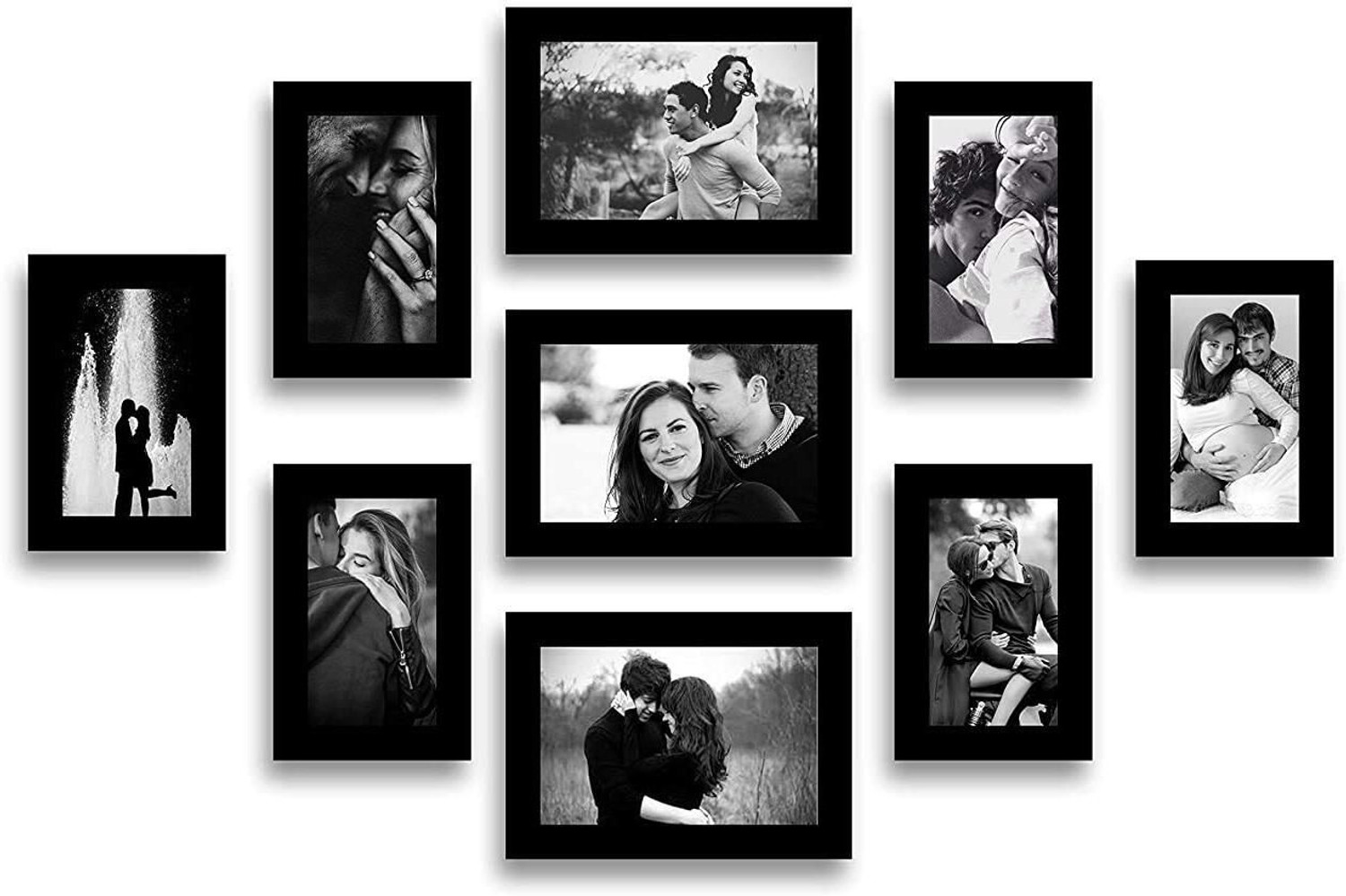 Image of Stuthi Arts Glass Wall Photo Frame (Black, 9 Photo(s), 5 x 7 inch -3, 4 x 6 inch -6)