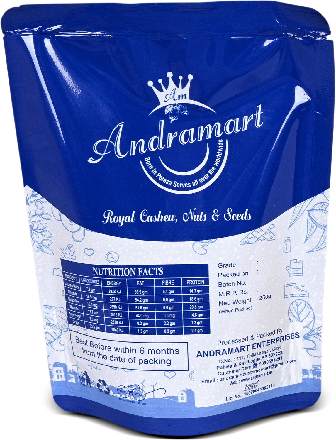 Image of ANDRAMART Plain Rosted and salted Nuts Cashews (1 x 500 g)