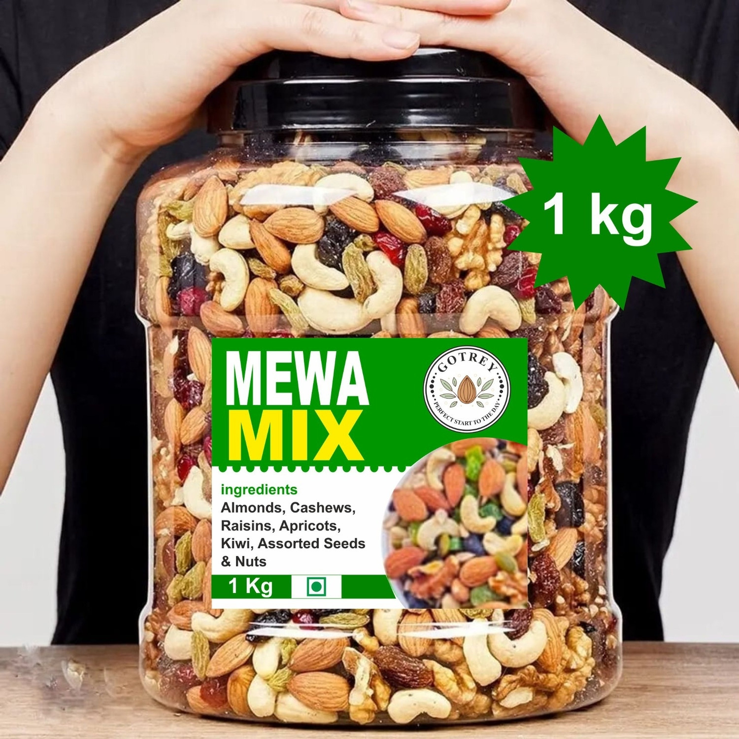 Image of GOTREY Mixed Dry Fruits Pack - 1kg (500g x 2) | Nutritious Snack with Almonds, Cashews, (1 x 1 kg)