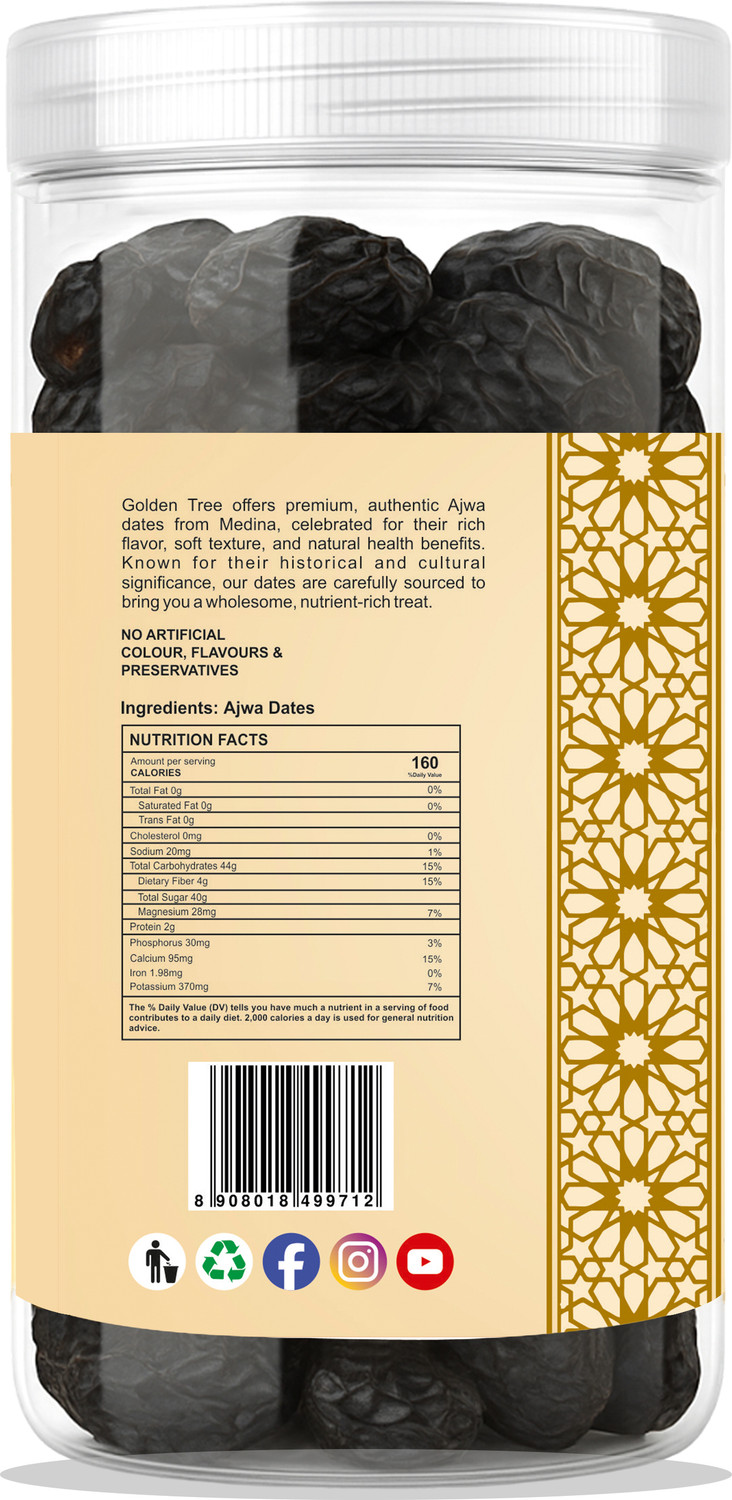 Image of Golden Tree Premium Ajwa Dates, Khajur, Khajoor, Juicy & Delicious Khajoor, Instant Energy Dry Dates (1 x 400 g)