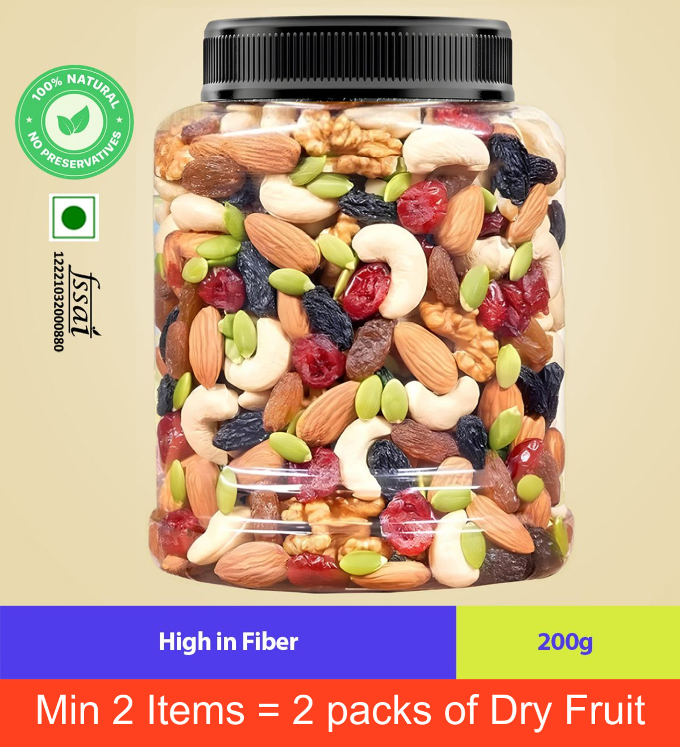 Nature Aahar Mix Dry Fruit | Panchmeva |200gm| Almonds, Cashews, Raisins, Dry...