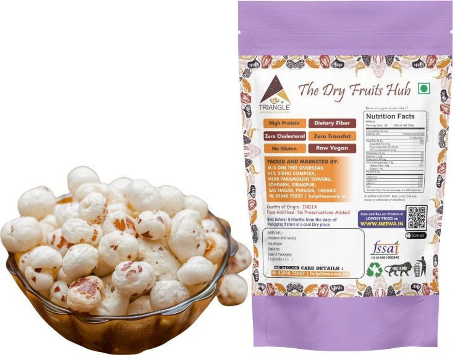 Image of triangle Makhana, Fox Nuts (Phool Makhana), 1 Kgs | Small Medium Mix| Lotus Seeds Fox Nut (4 x 250 g)