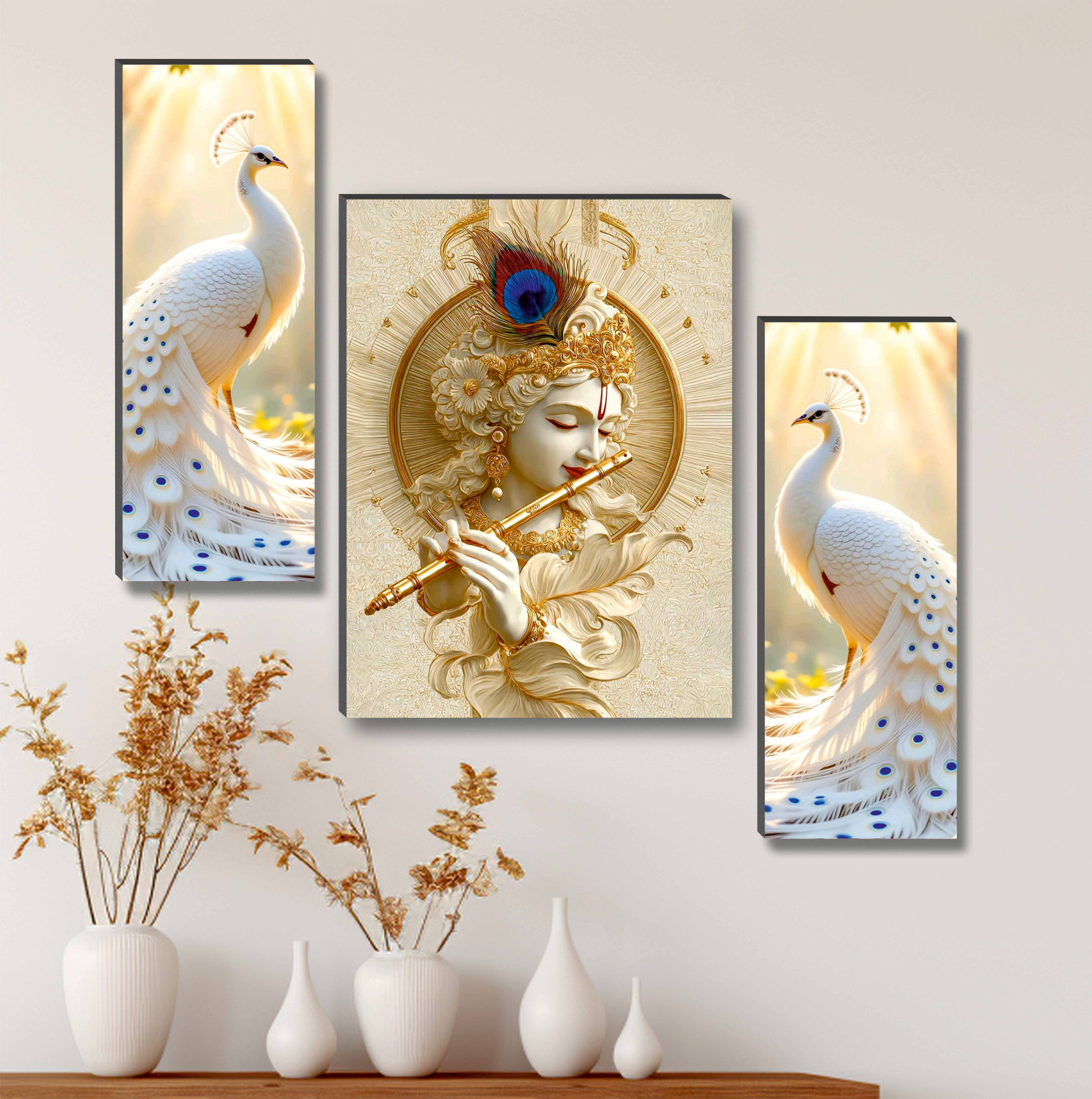 Image of Heritagecrafts Crystal Radha Photo With Golden Strip Digital Reprint 12 inch x 18 inch Painting (Without Frame)