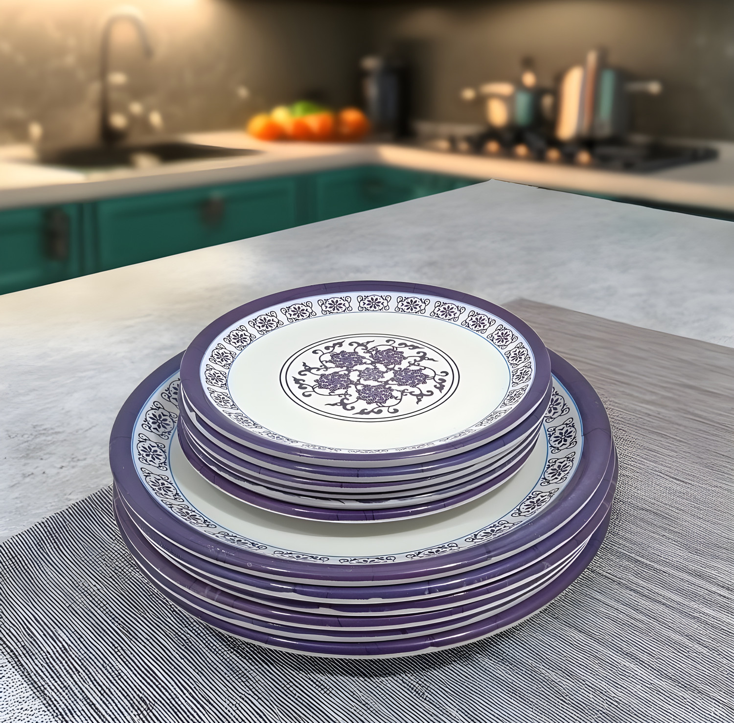 Image of BlackCarrot BC-S-BEJWHI-FP-6 Dinner Plate (Pack of 6, Microwave Safe)