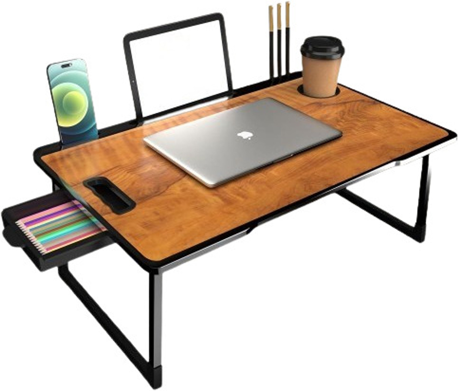 Image of hevenq Wood Portable Laptop Table (Finish Color - WOOD)