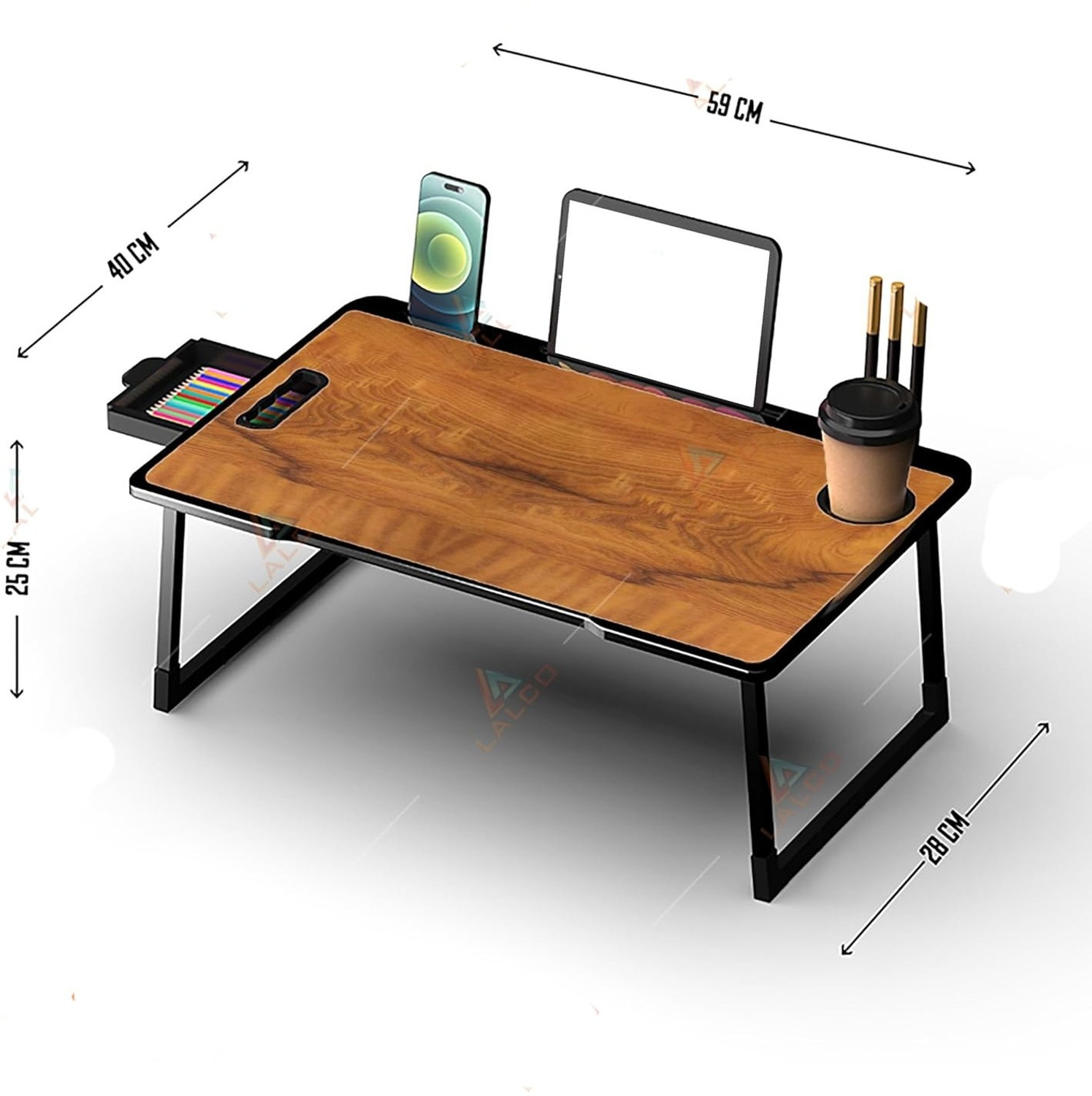 Image of hevenq Wood Portable Laptop Table (Finish Color - WOOD)