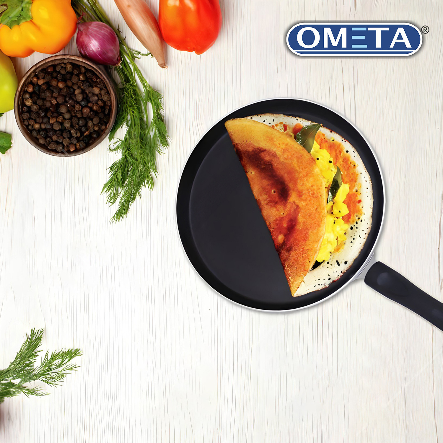Image of OMETA Dosa (Non- Induction Base) Tawa Tawa 25.9 cm diameter (Aluminium, Non-stick)
