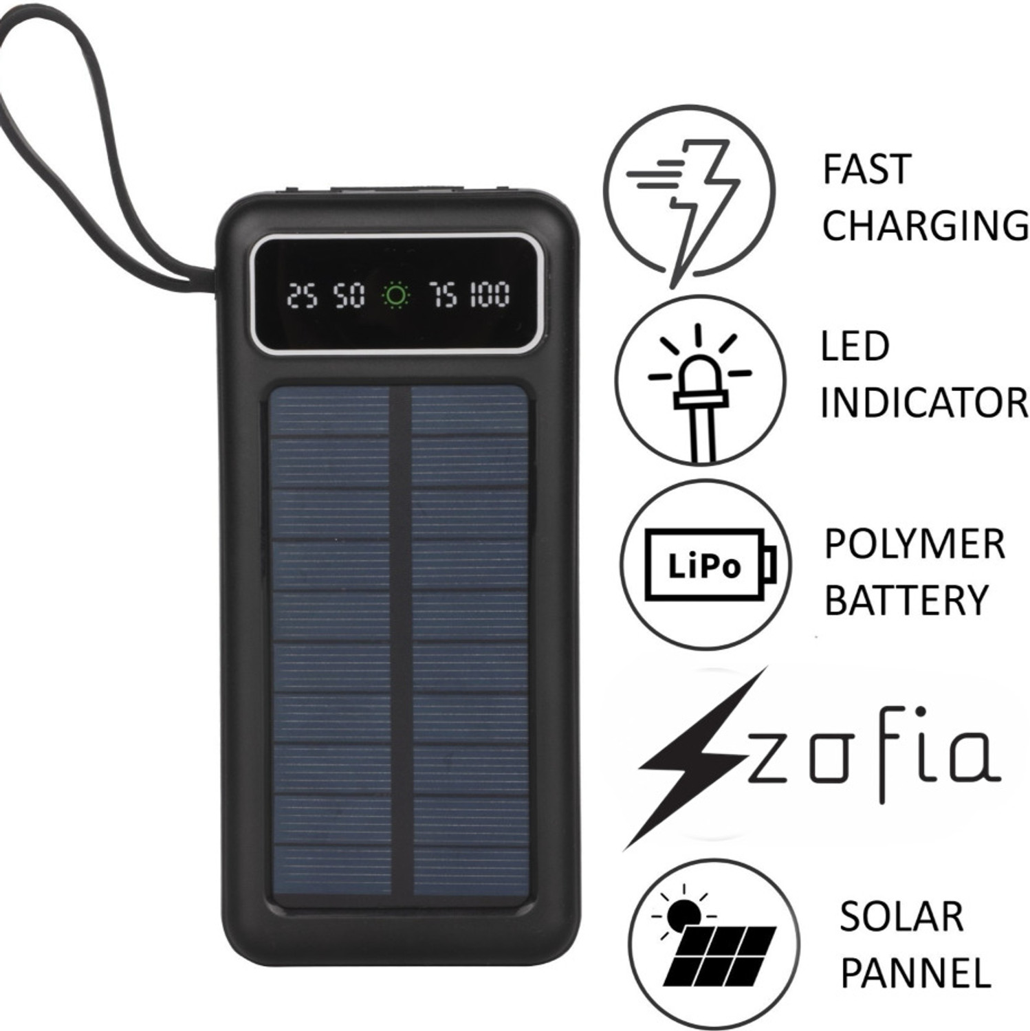 Image of zofia 30000 mAh 22.5 W Compact Pocket Size Power Bank (Black, Lithium Polymer, Quick Charge 4.0, Power Delivery 3.0, Fast Charging for Mobile, Earbuds, Smartwatch, Smartband, Speaker)