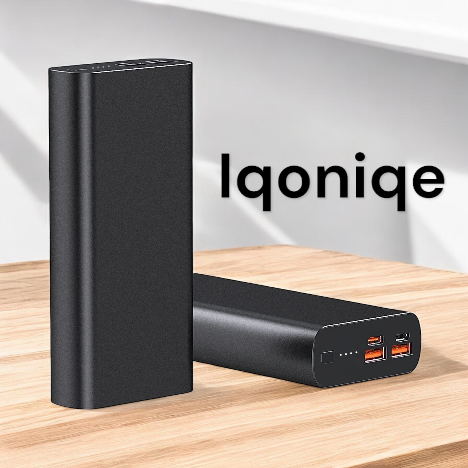 Image of Iqoniqe 30000 mAh 22 W Compact Pocket Size Power Bank (Black, Lithium-ion, Fast Charging for Mobile, Earbuds, Smartwatch, Speaker)