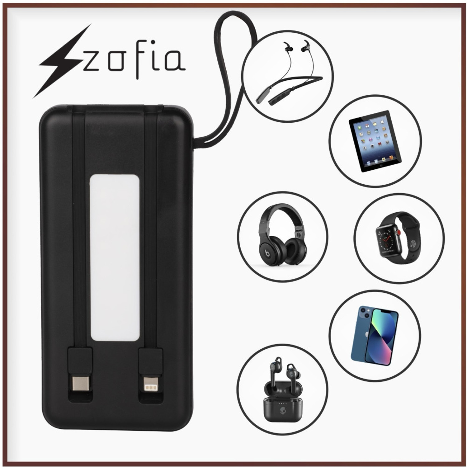 Image of zofia 30000 mAh 22.5 W Compact Pocket Size Power Bank (Black, Lithium Polymer, Quick Charge 4.0, Power Delivery 3.0, Fast Charging for Mobile, Earbuds, Smartwatch, Smartband, Speaker)