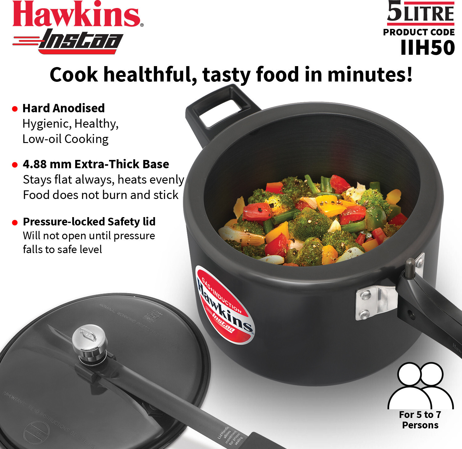 Image of Raj Enterprise Hub Stainless steel pressure cooker inner Lid 5 L Induction Bottom Pressure Cooker (Stainless Steel)