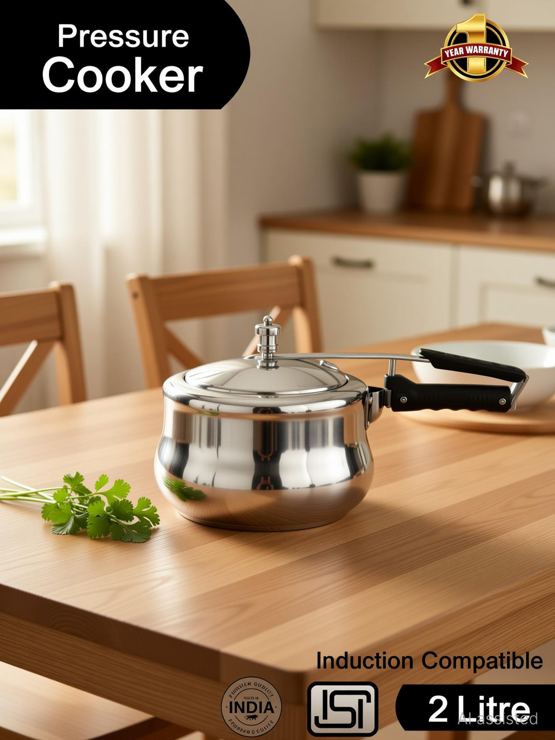 Image of ROYAL ELIBA Premium Best Quality 2 L Inner Lid 2 L Induction Bottom Pressure Cooker (Aluminium)