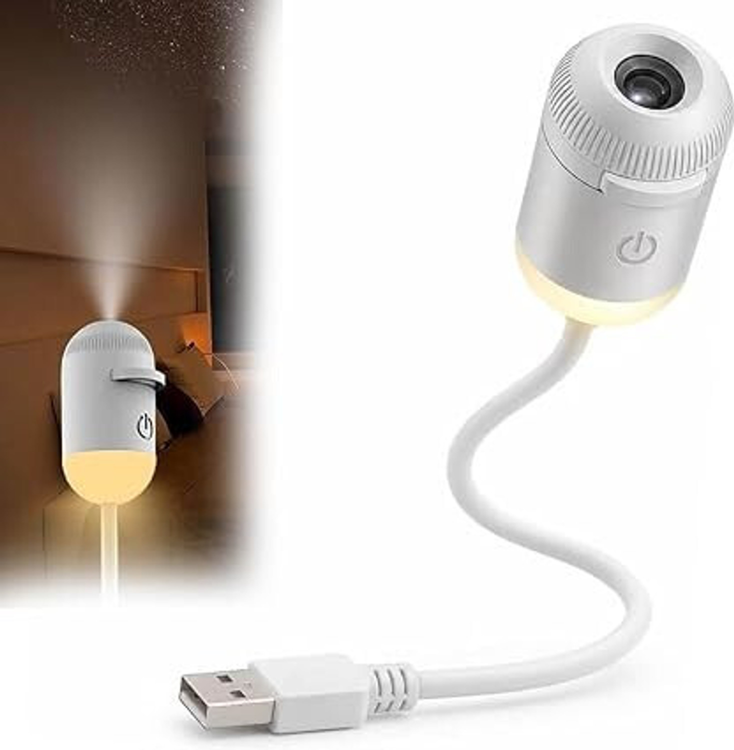 MCBAZEL Galaxy Projector Night Light, USB, White - Image 1