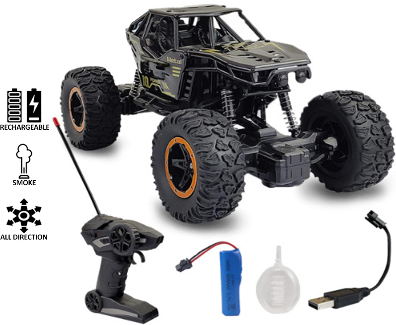 Rachna Remote Control Rock Crawler Car Toy Black - Image 1