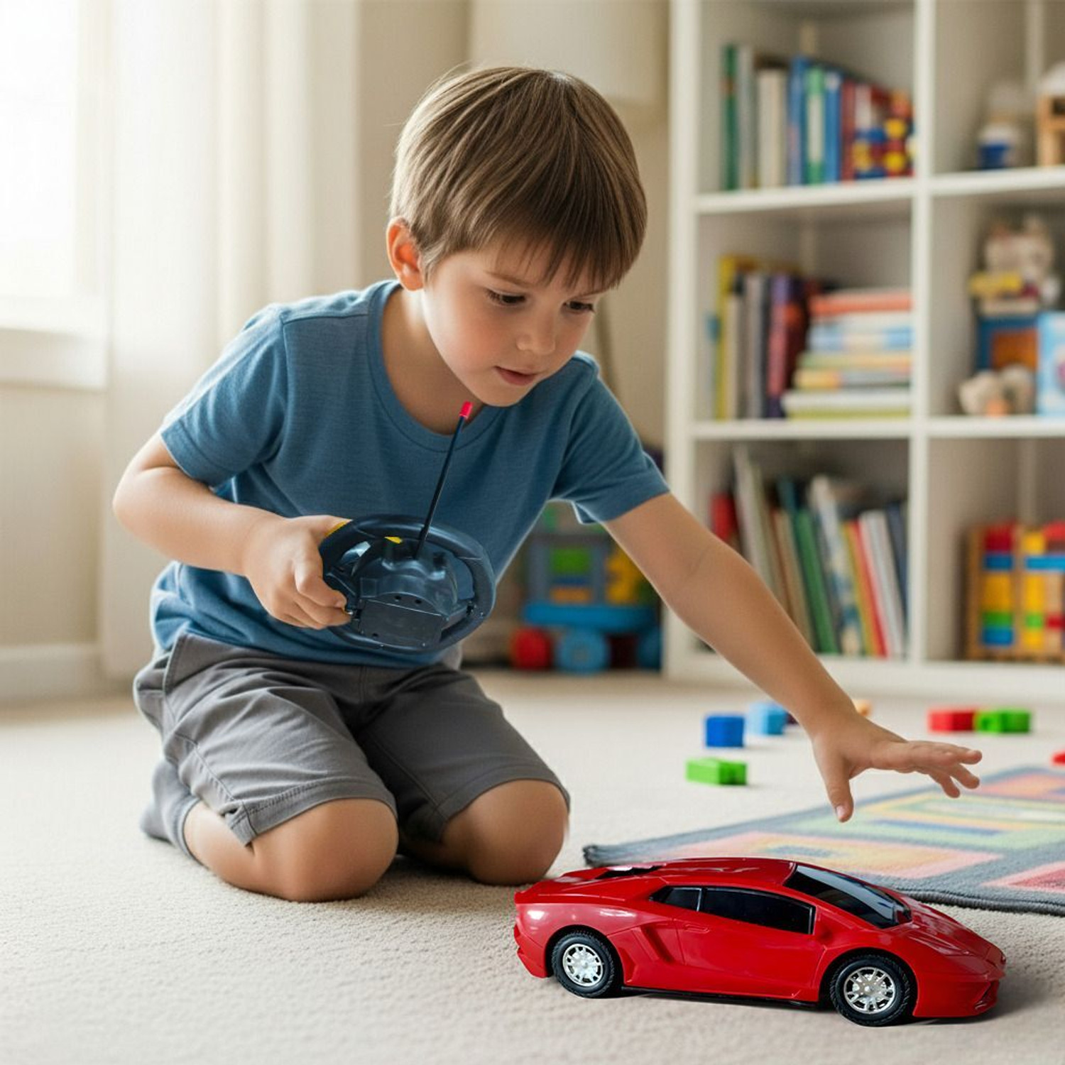 Image of SMART BOY Premium Sports Style Remote Control Racing Car - Sleek Design, LED Lights (Red)